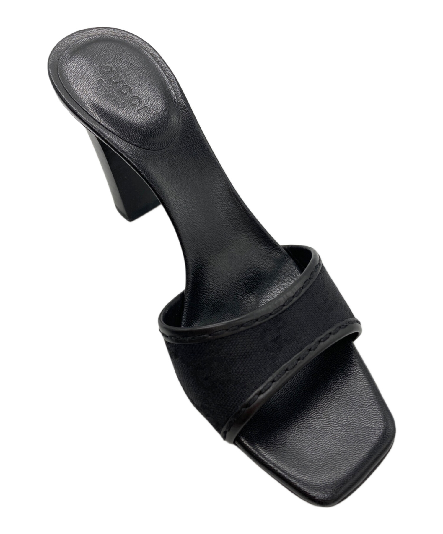 中古・古着通販】GUCCI (グッチ) GGヒールサンダル ブラック サイズ 