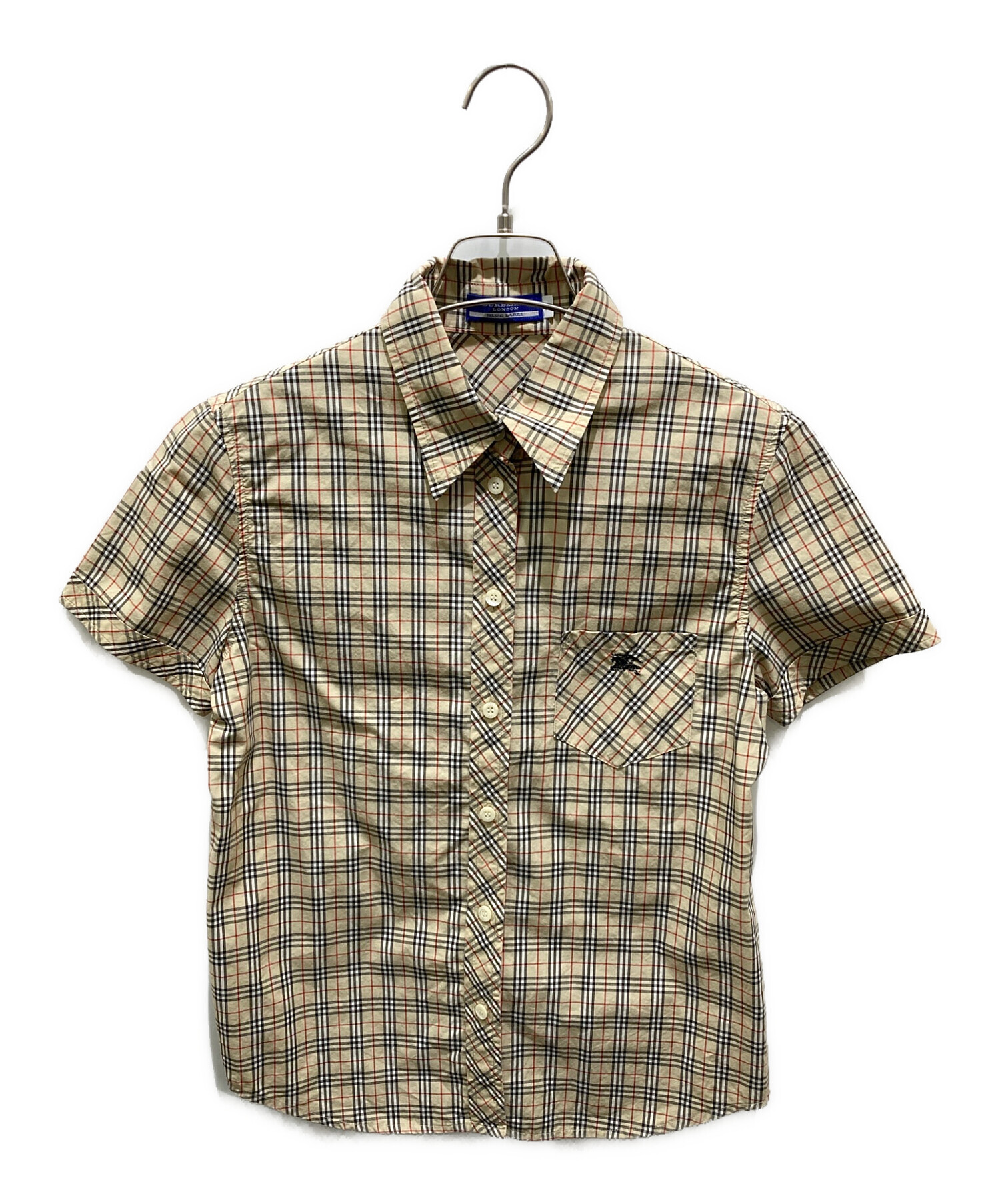 BURBERRY バーバリーブルーレーベル 半袖 Tシャツ チェック 青 Y2K Burberry バーバリー青 チェック柄 半袖シャツ｜Yahoo!フリマ（旧