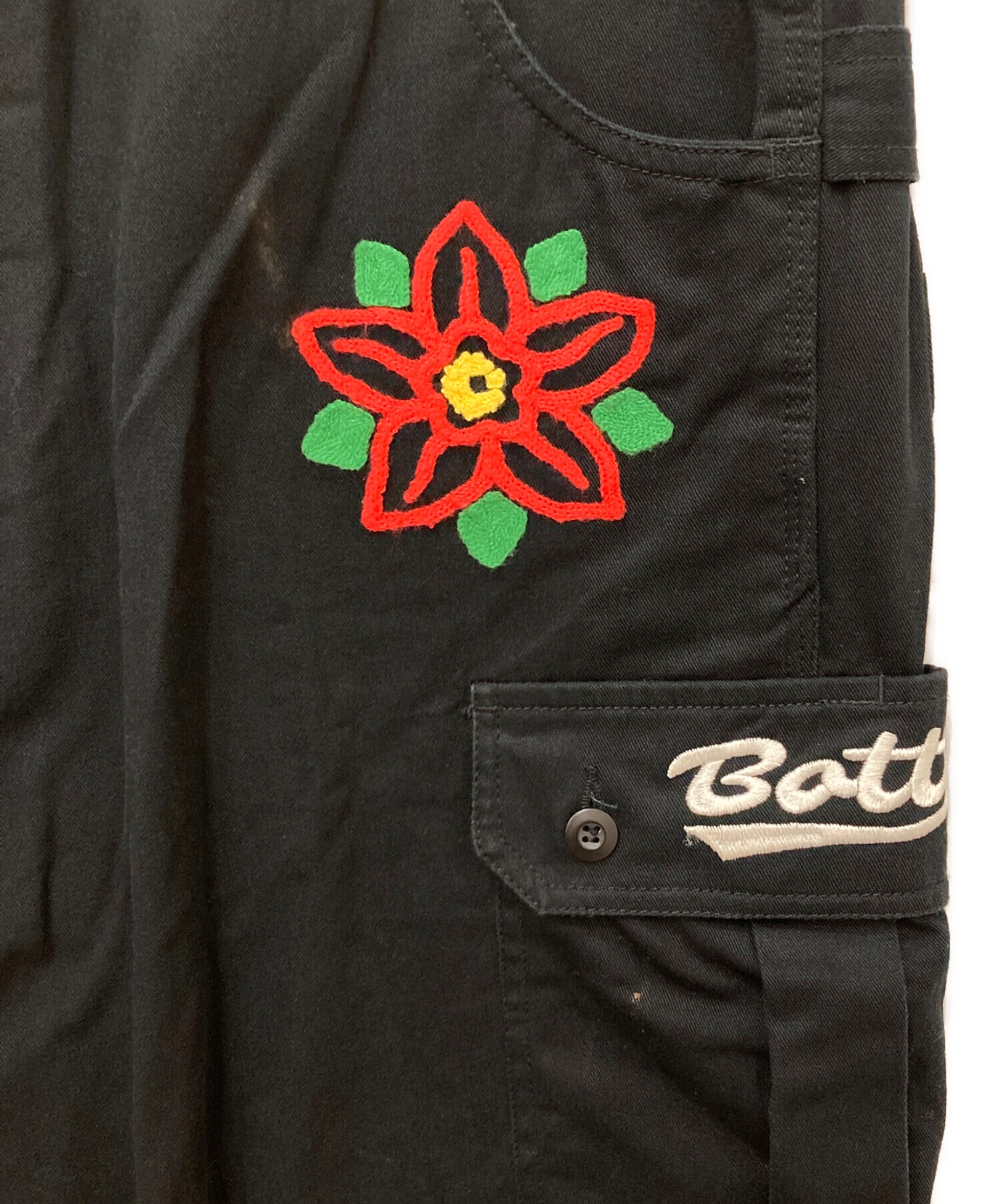 中古・古着通販】BoTT (ボット) フラワー刺繍カーゴパンツ ブラック