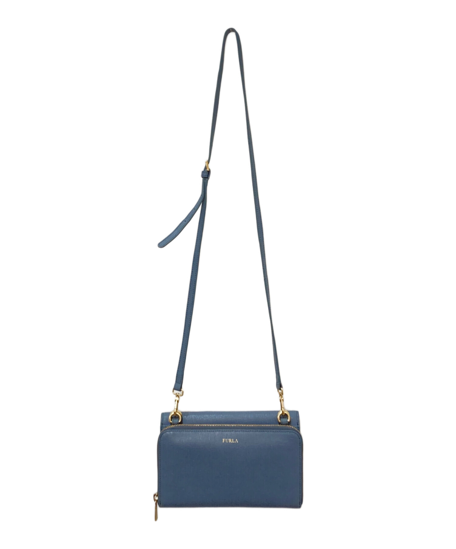 中古・古着通販】FURLA (フルラ) ロゴショルダーウォレット ブルー 