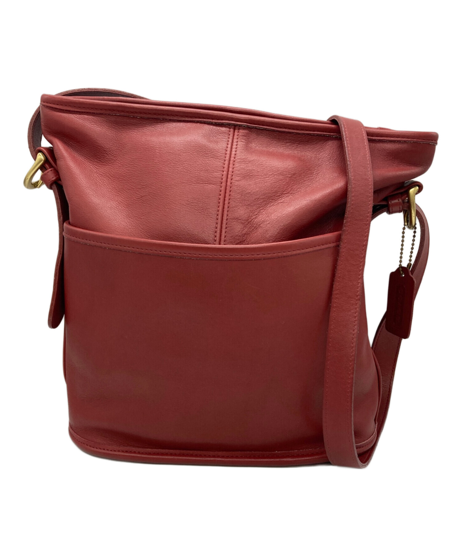 中古・古着通販】COACH (コーチ) バケツ型ショルダーバッグ レッド 中古・古着通販】COACH (コーチ) バケツ型ショルダーバッグ レッド