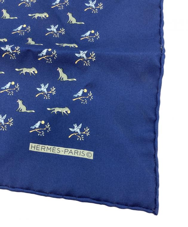 中古・古着通販】HERMES (エルメス) カレ40 シルクスカーフ ネイビー
