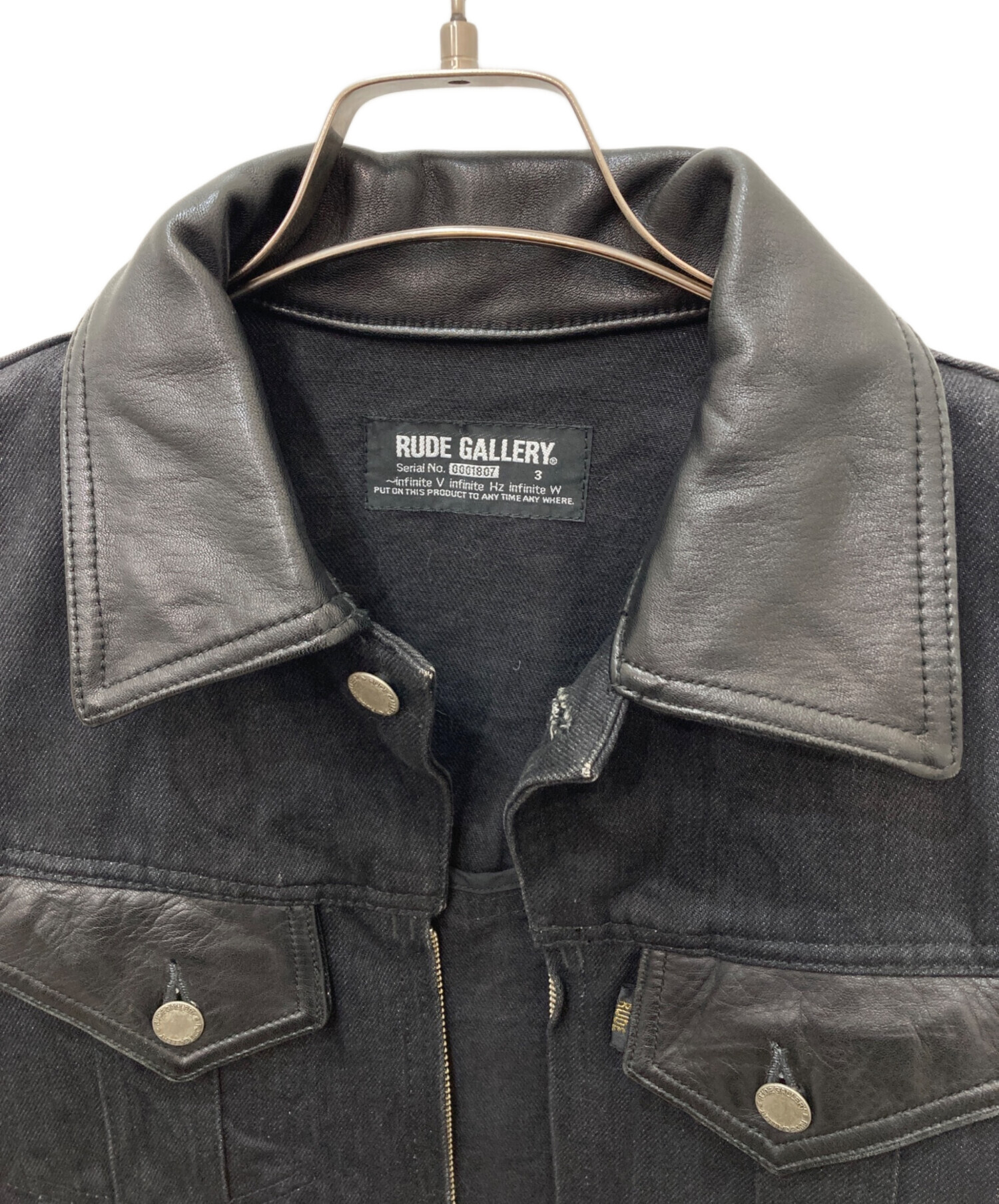 中古・古着通販】RUDE GALLERY (ルードギャラリー) 襟レザーデニム