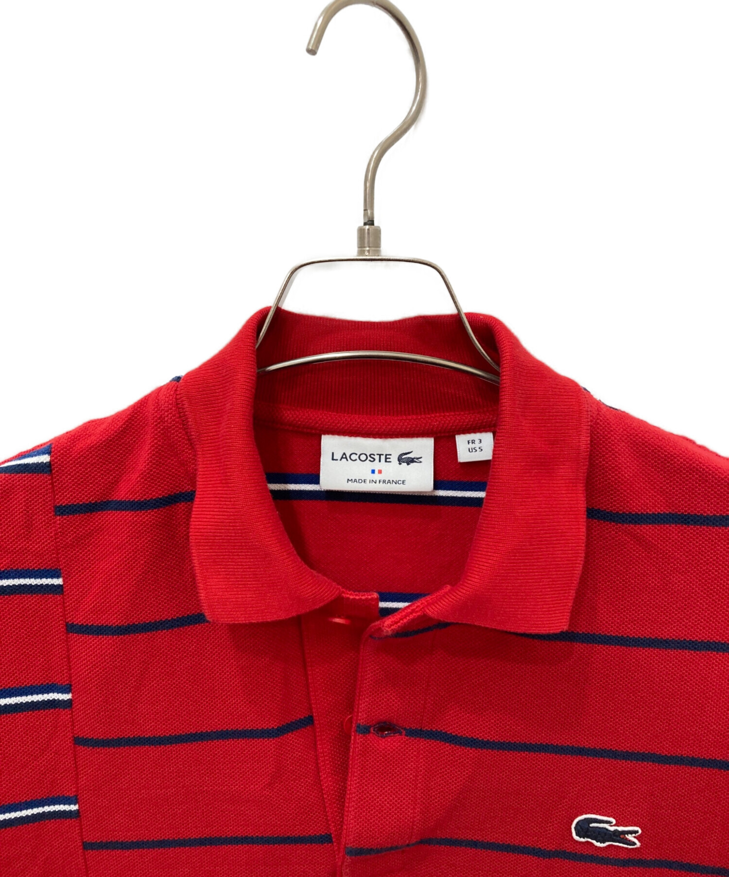 中古・古着通販】LACOSTE (ラコステ) 切替ポロシャツ レッド サイズ