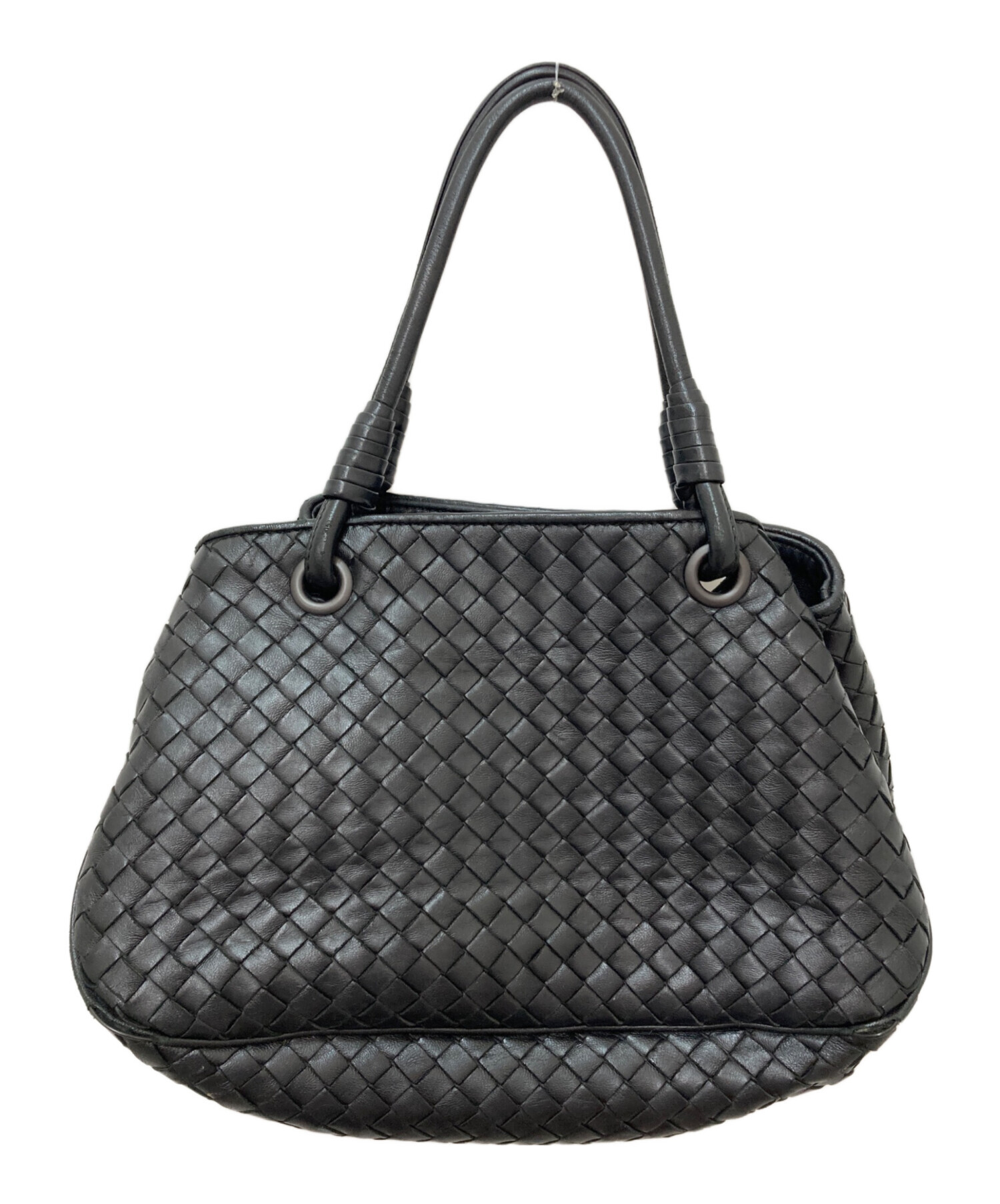 ＊USED＊ボッテガヴェネタ イントレチャート レザー ハンドバッグ 黒 中古・古着通販】BOTTEGA VENETA (ボッテガベネタ) イントレチャート