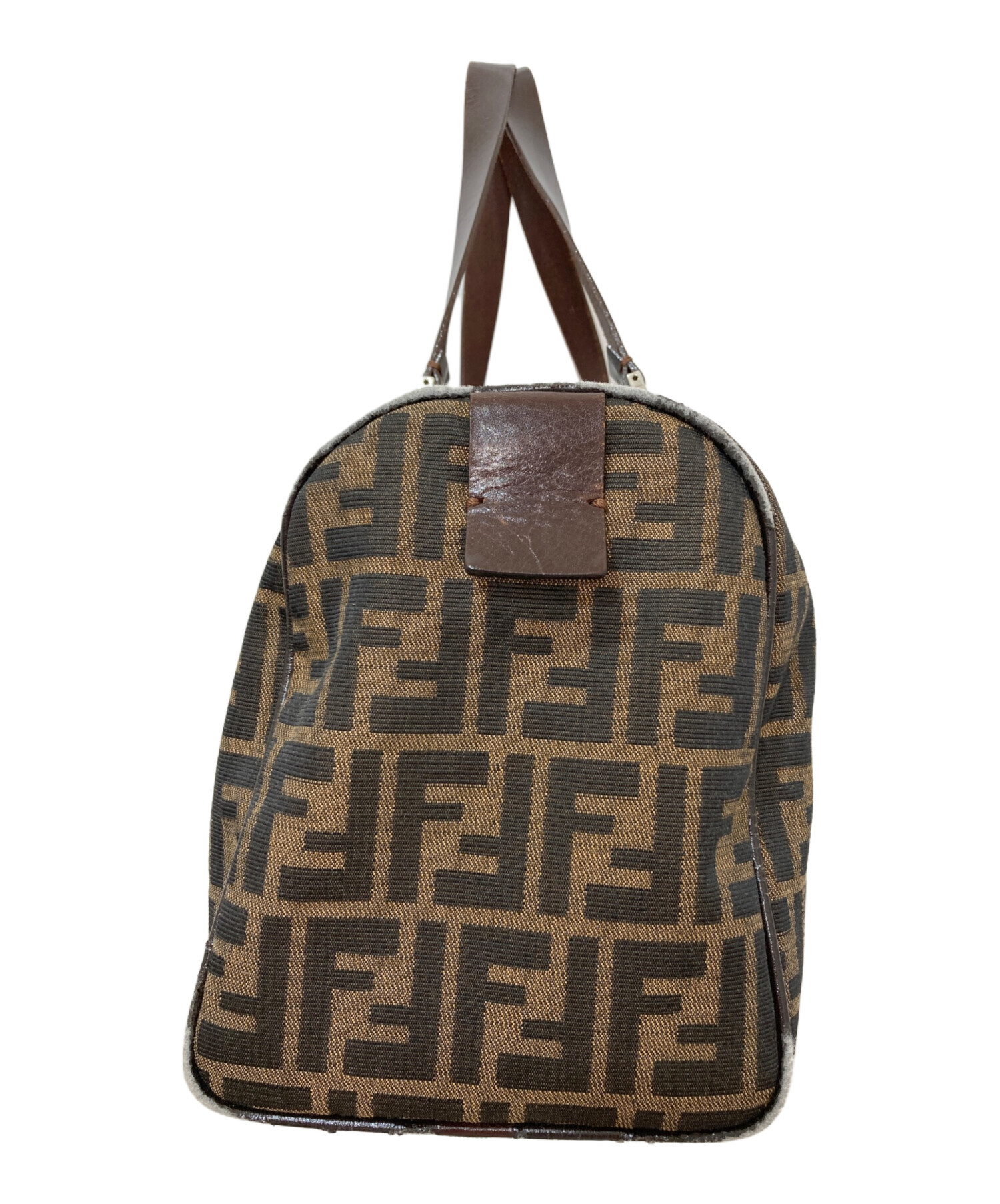 FENDI フェンディ ミニボストンバッグ ズッカ柄 PVC レザー 茶 中古・古着通販】FENDI (フェンディ) ズッカ柄 ミニボストンバッグ