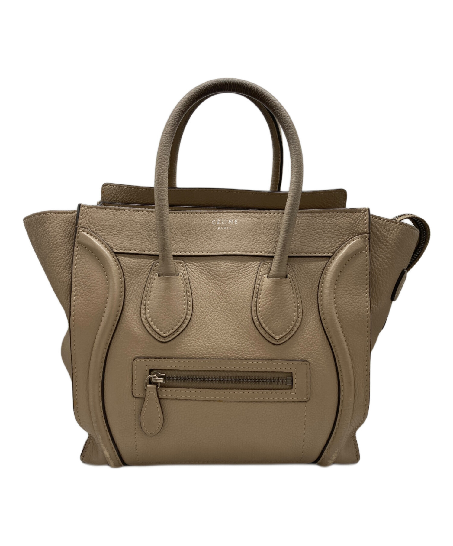 CELINE ラゲージ ハンドバッグ ベージュ 中古・古着通販】CELINE (セリーヌ) ラゲージ マイクロショッパー