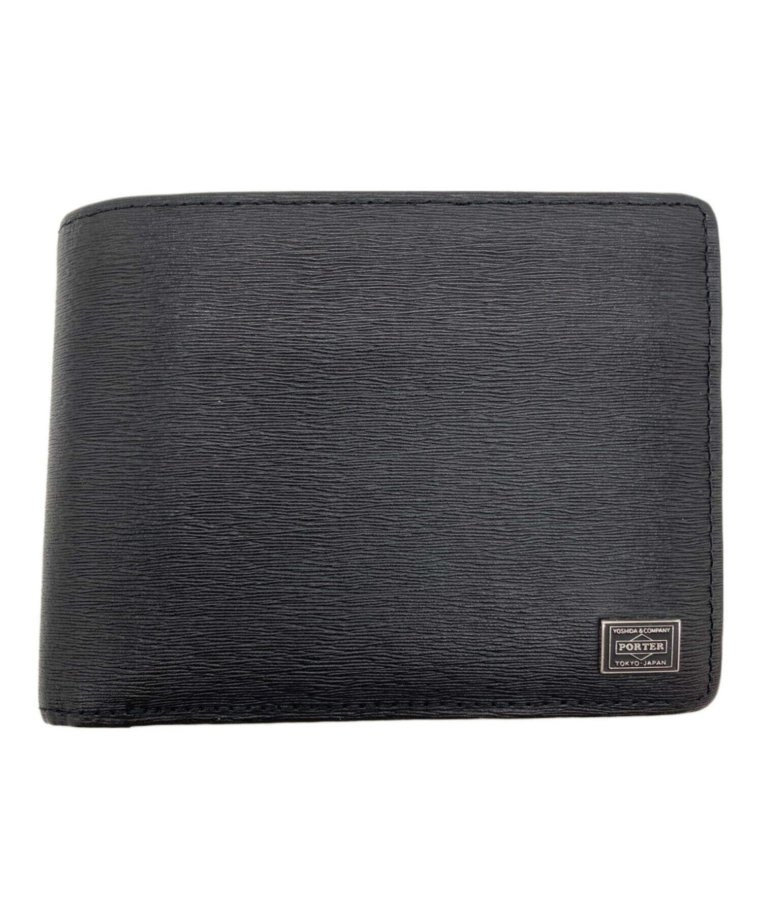 PORTER 二つ折り財布 ブラック(美品) 人気 PORTER CURRENT 二つ折り財布 ブラック 古銭入れなし ポーター 二