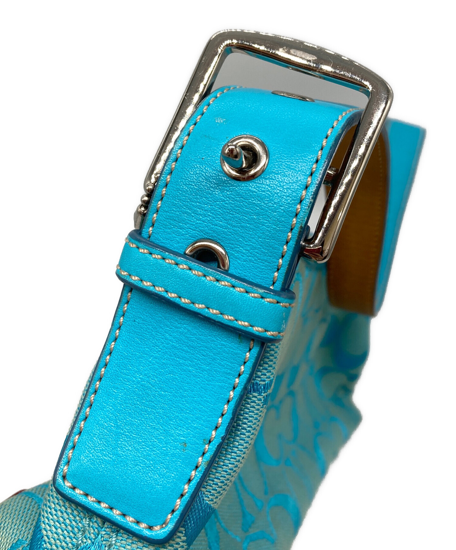 COACH ワンショルダー バッグ シグネチャー　ブルー 水色 y2k 三日月 中古・古着通販】COACH (コーチ) ワンショルダーバッグ シグネチャー