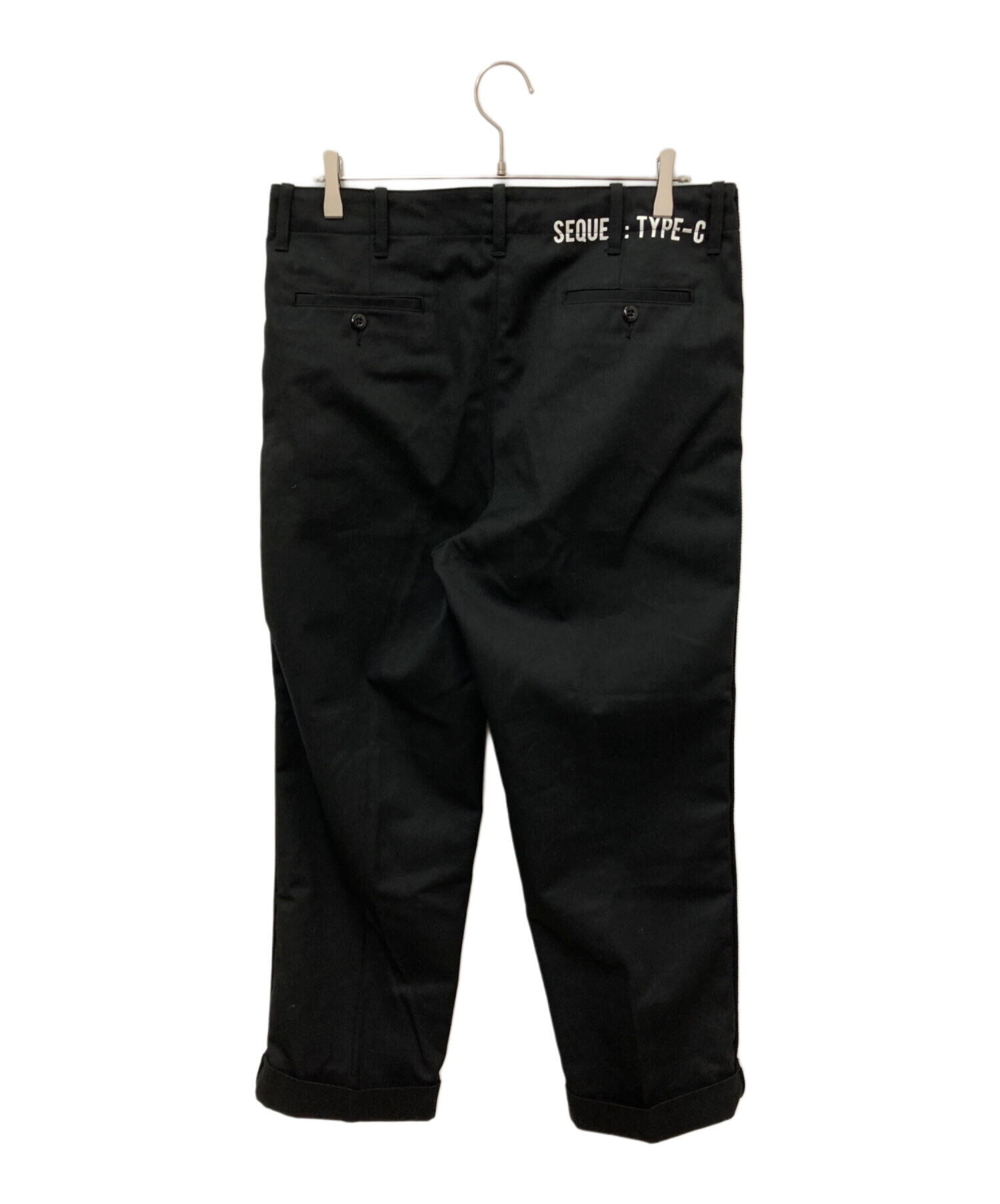 SEQUEL シークエル TYPE-C タック パンツ ネイビー 美品 中古・古着通販】SEQUEL (シークエル) TYPE-Cタックパンツ ブラック