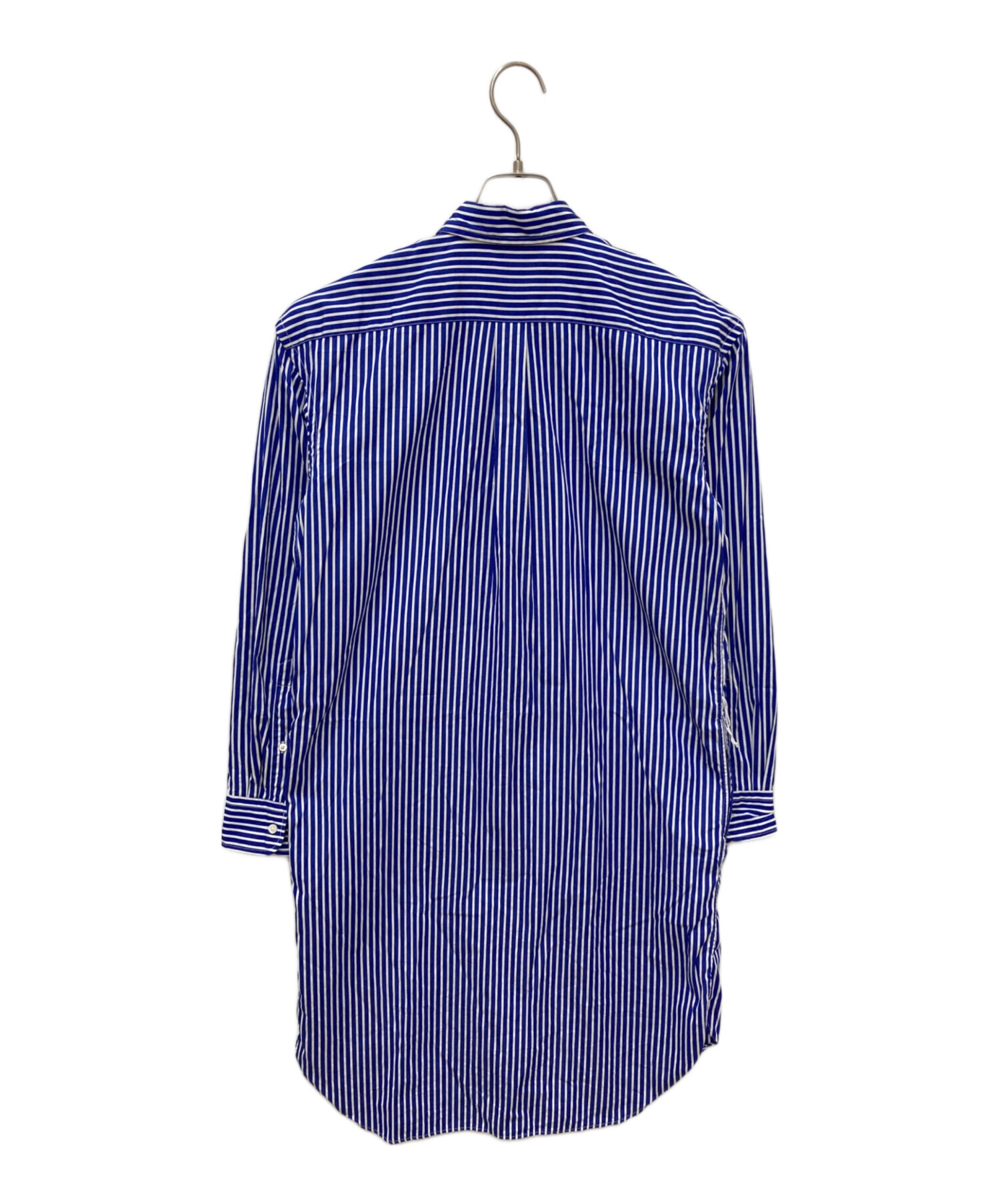 ポロラルフローレン 現行タグ ストライプシャツワンピース ブルー 0 中古・古着通販】POLO RALPH LAUREN (ポロ・ラルフローレン