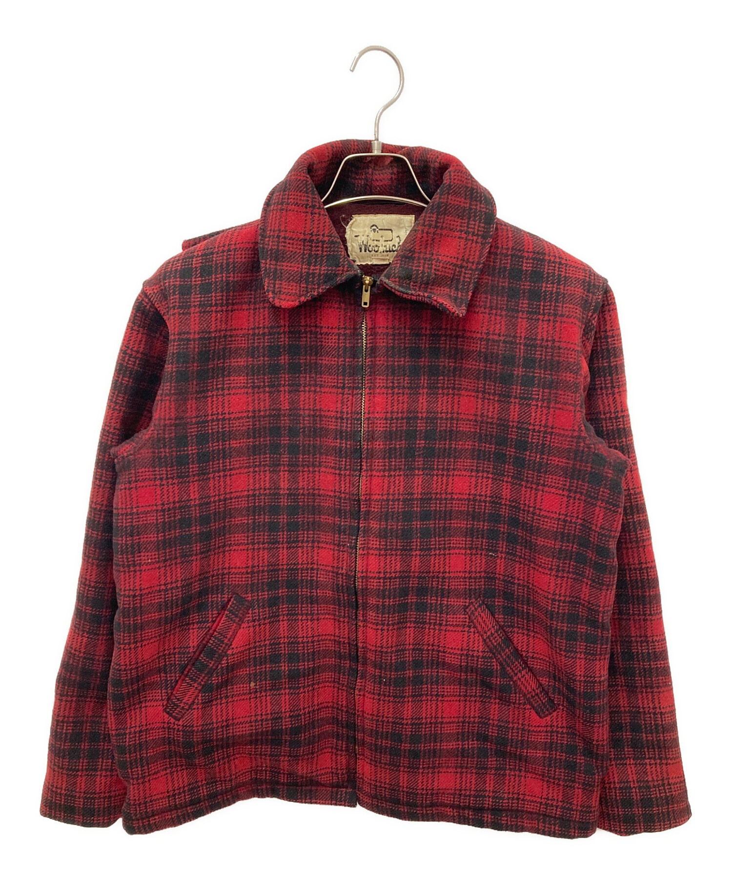 WoolRichウール混合 赤黒チェックジャケット 中古・古着通販】WOOLRICH (ウールリッチ) フーデッドチェック
