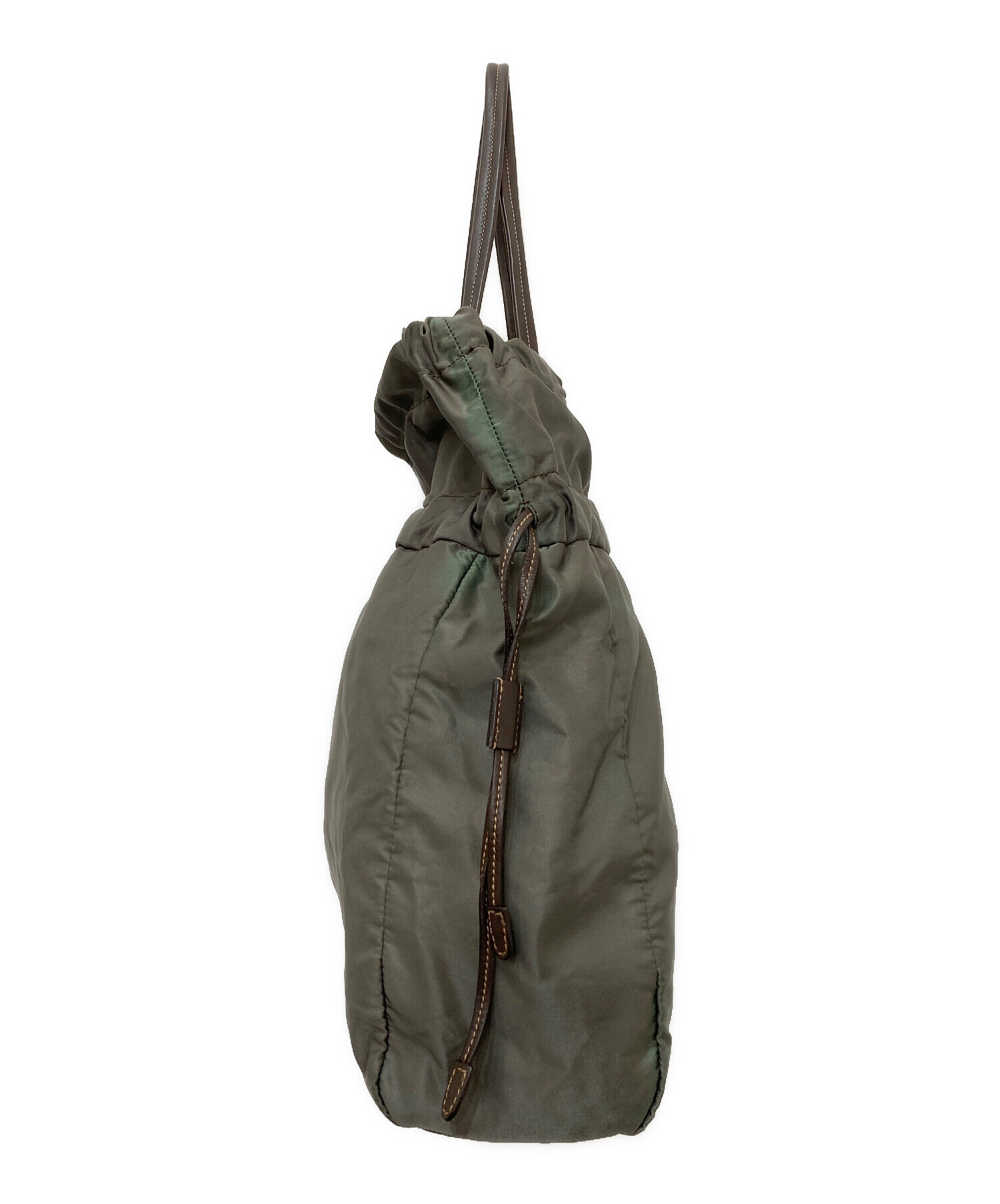 中古・古着通販】PRADA (プラダ) ロゴ巾着ハンドバッグ グリーン