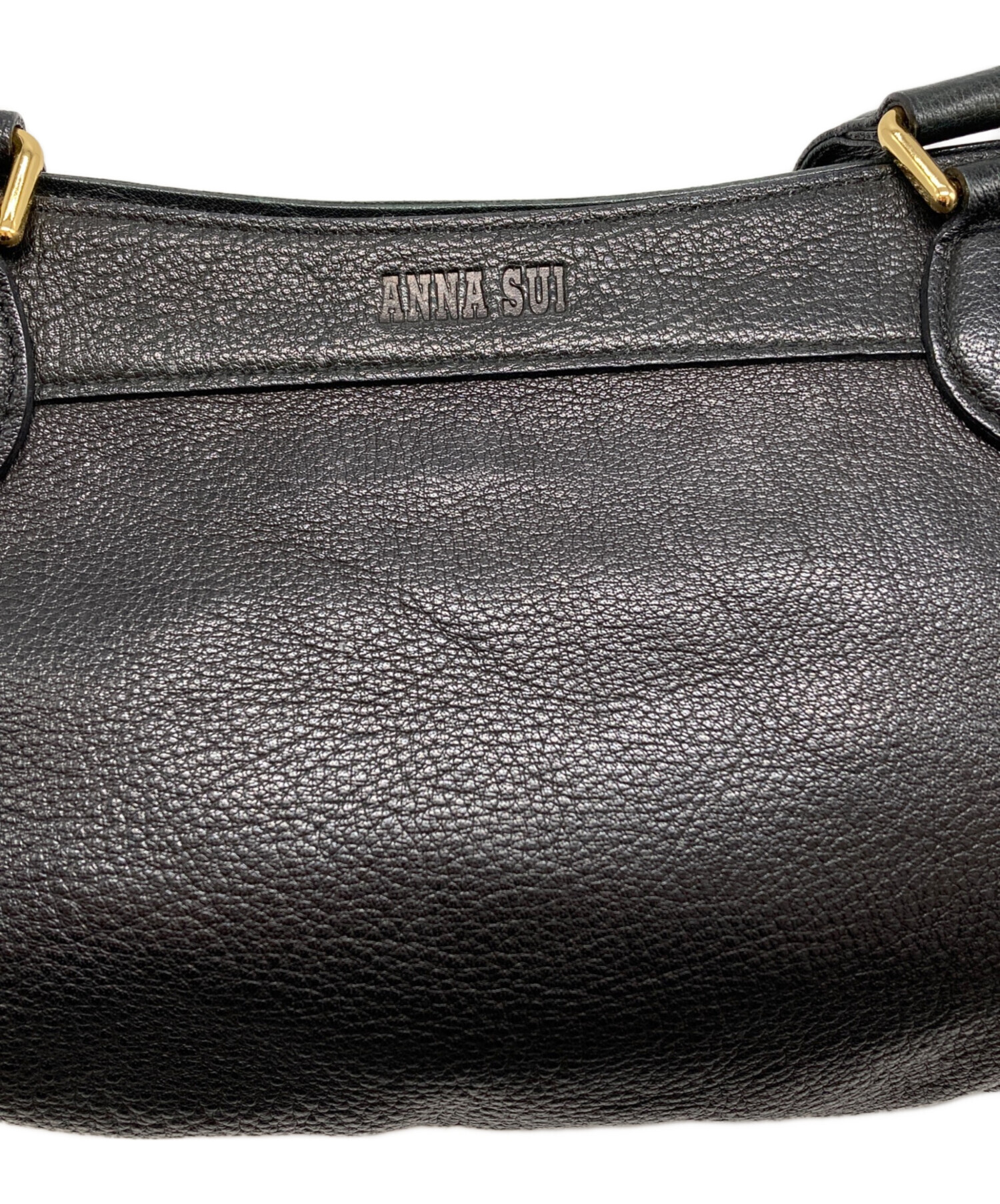 中古・古着通販】ANNA SUI (アナスイ) レザーハンドバッグ ブラック