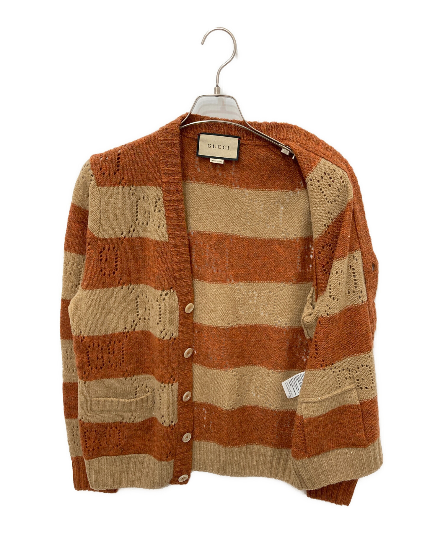 中古・古着通販】GUCCI (グッチ) GGボーダー カーディガン ブラウン