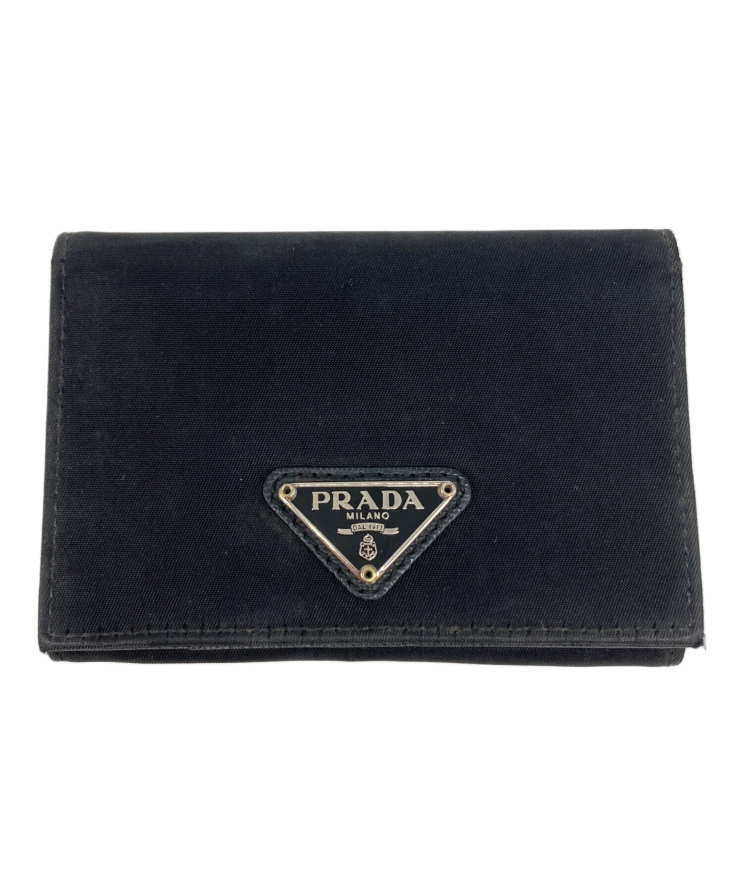 中古・古着通販】PRADA (プラダ) 三角プレートカードケース ブラック