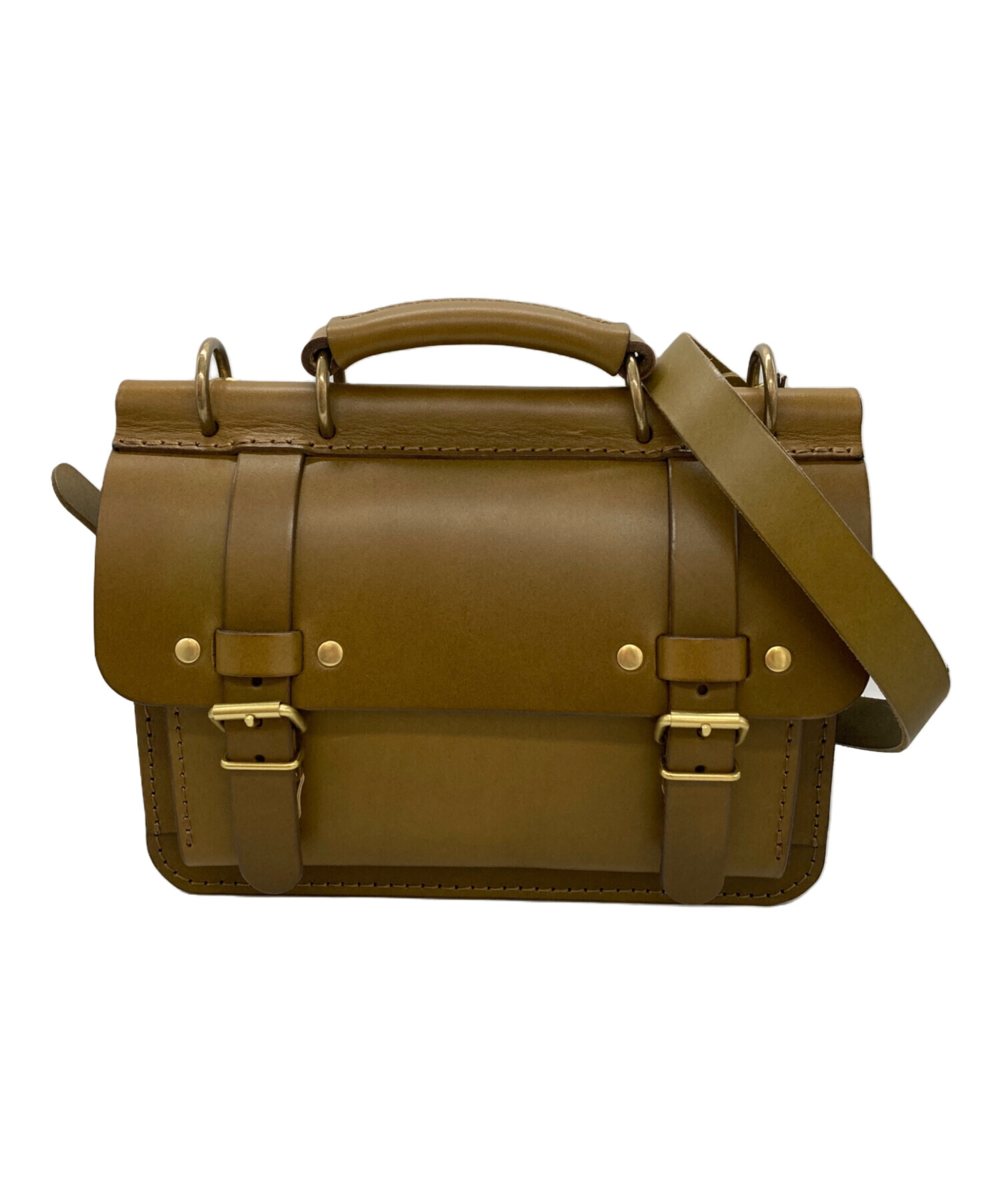 HERZ レザー 2wayショルダーバッグ オリーブ 中古・古着通販】Herz (ヘルツ) 2本ベルト2WAYショルダーバッグ(M