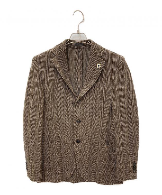 美品 ラルディーニ テーラードジャケット ウール ブラウン ネイビー 46 中古・古着通販】LARDINI (ラルディーニ) ウール混テーラード