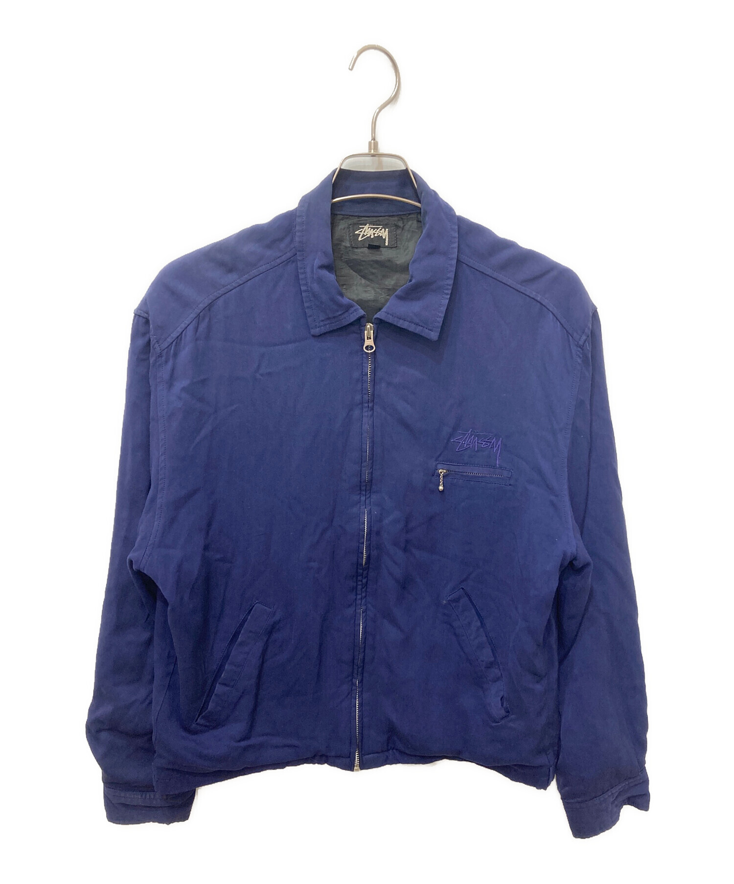 【希少】STUSSY ステューシー ワークジャケット ネイビー紺色 Sサイズ 中古・古着通販】stussy (ステューシー) ジップアップワークジャケット