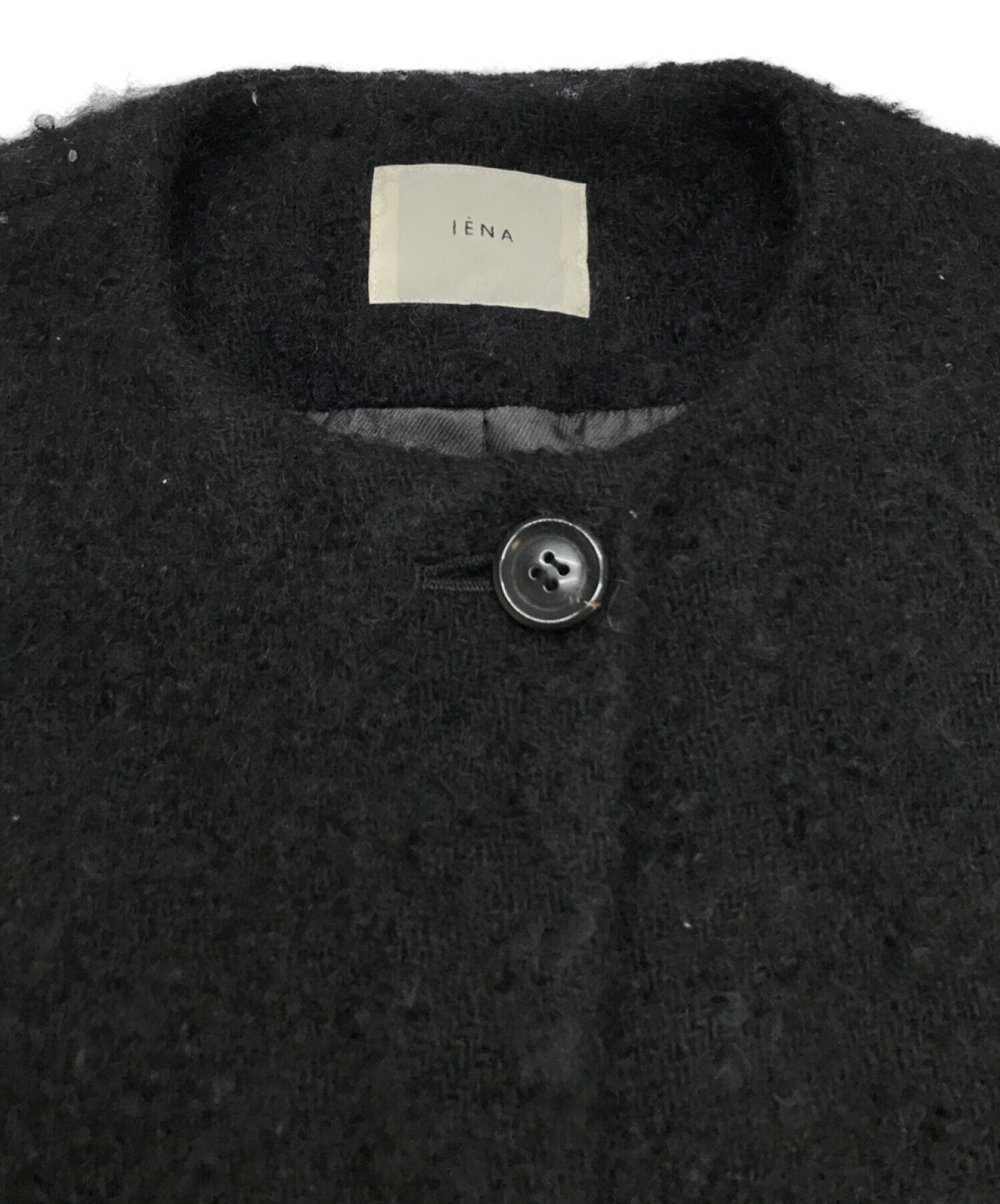 IENA ループツイード コート 黒 38