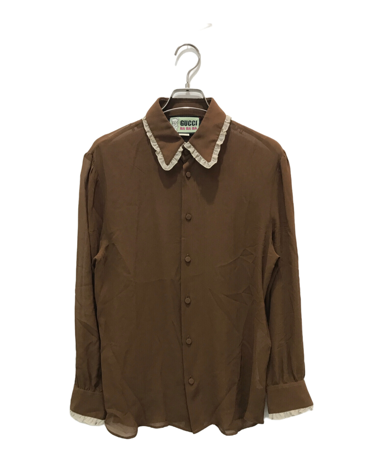 中古・古着通販】GUCCI HAHAHA (グッチ) シルクブラウス ブラウン  