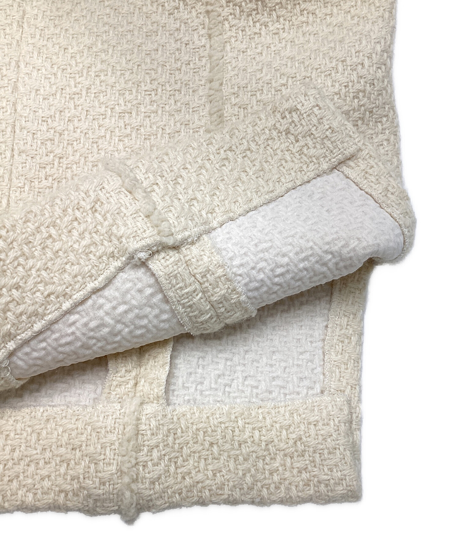 CHANEL 38 ワンピース ベージュ 中古・古着通販】CHANEL (シャネル) マドモアゼルアンゴラ混ワンピース