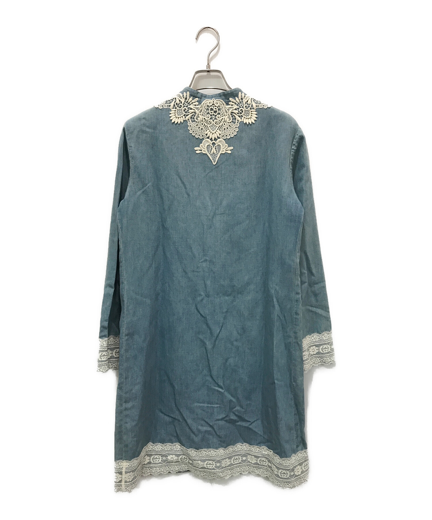 中古・古着通販】GUCCI (グッチ) レースデニムワンピース インディゴ