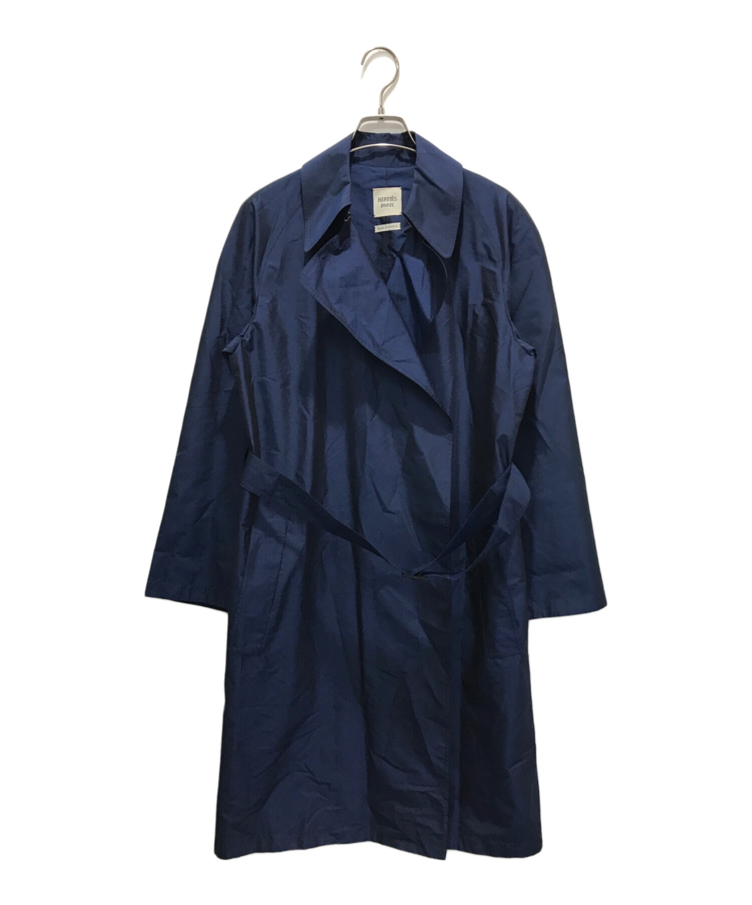 中古・古着通販】HERMES (エルメス) シルクトレンチコート ネイビー