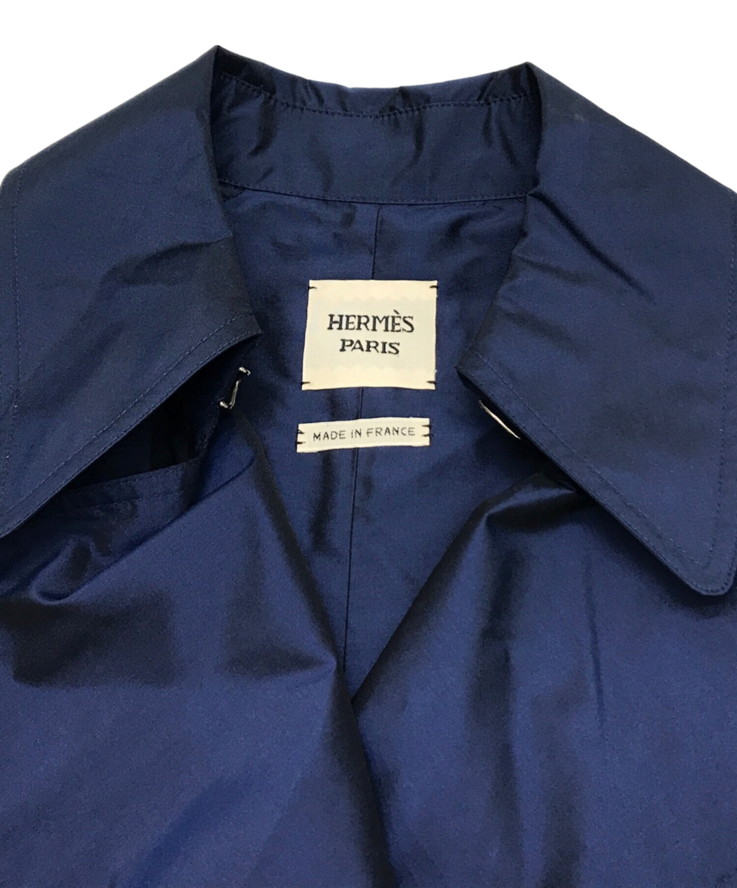 中古・古着通販】HERMES (エルメス) シルクトレンチコート ネイビー