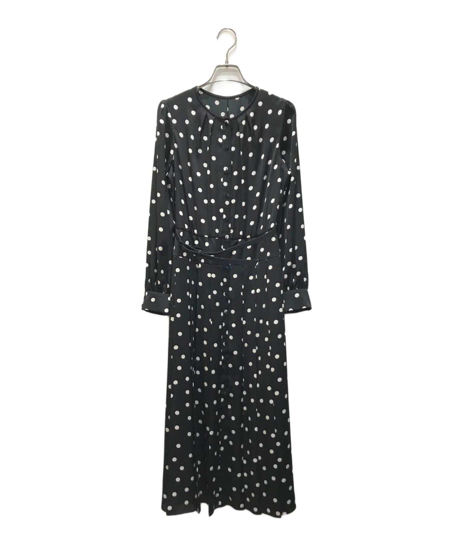 【216】アナイ　サテンドットプリーツ切り替え　ワンピース ANAYI ✨サテンドットプリーツ切り替え ワンピース