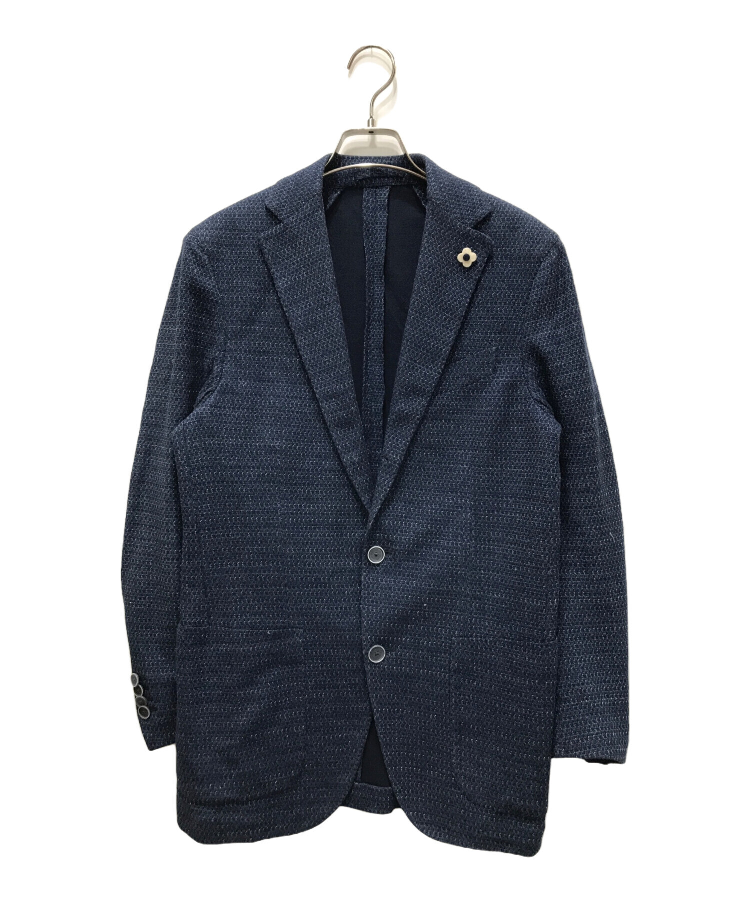 付属品付 LARDINI 3Bネイビー ホップサックジャケット46 LARDINI - ADVANCE サマーウール ストレッチ ホップサック 3B