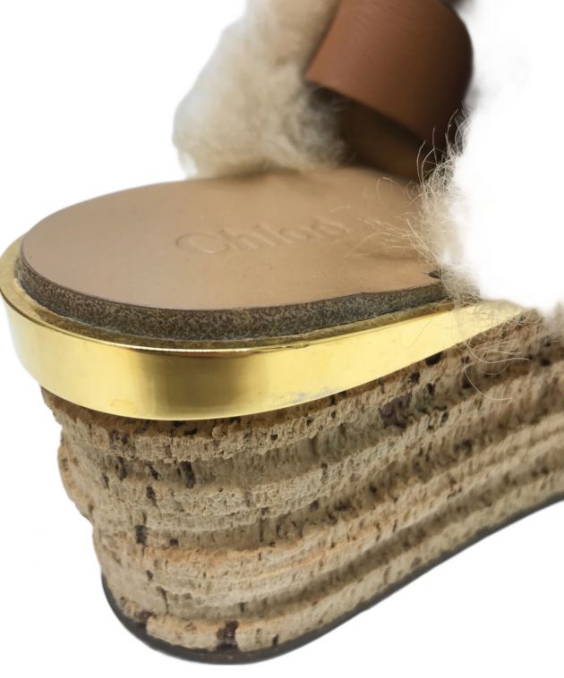 中古・古着通販】Chloe (クロエ) ファーサンダル ブラウン サイズ:35