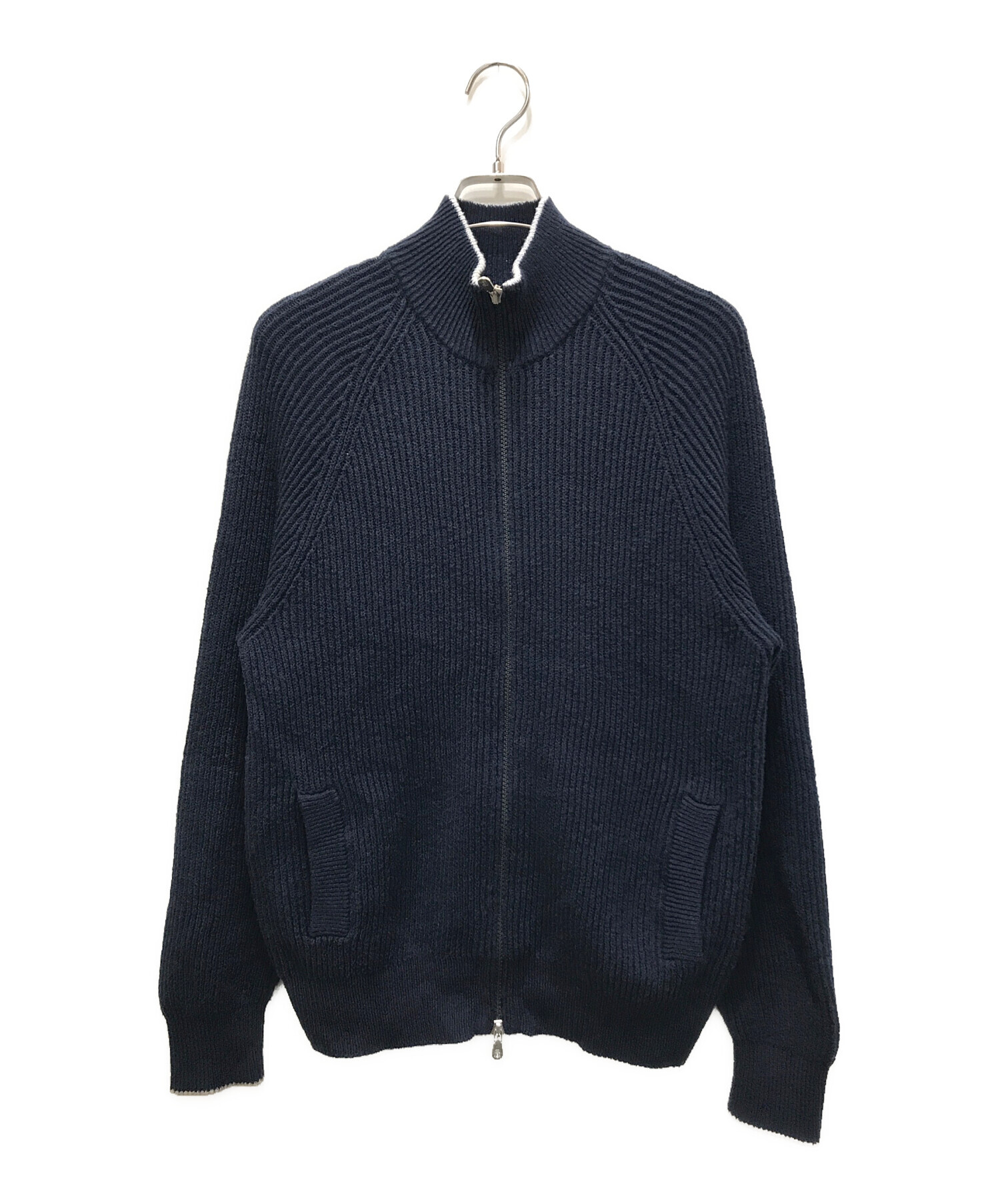 ブルネロクチネリ　コットン　ジップアップ　カーディガン　54サイズ　白 ブルネロクチネリ コットン ジップアップ カーディガン 54サイズ 白