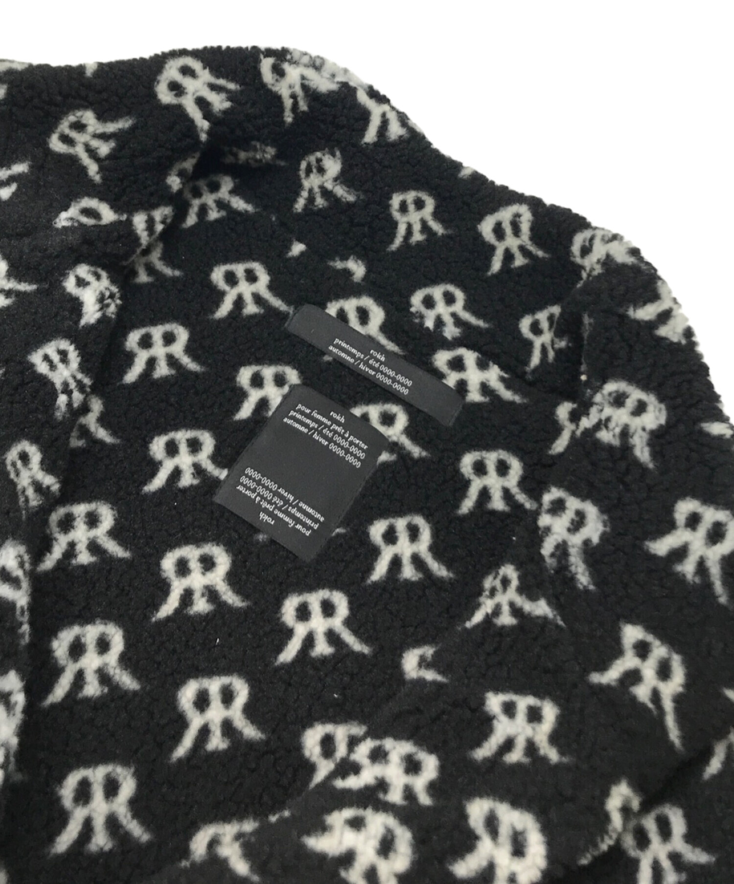 中古・古着通販】ROKH (ロク) LEATHER PATCH FLEECE JACKET ブラック 