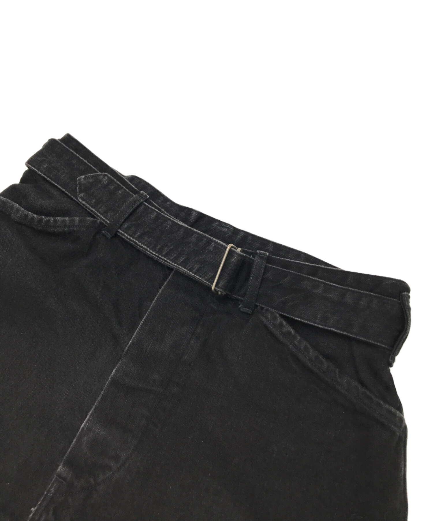 COMOLI コモリ 17SS ベルテッド デニム パンツ ブラック 1【中古