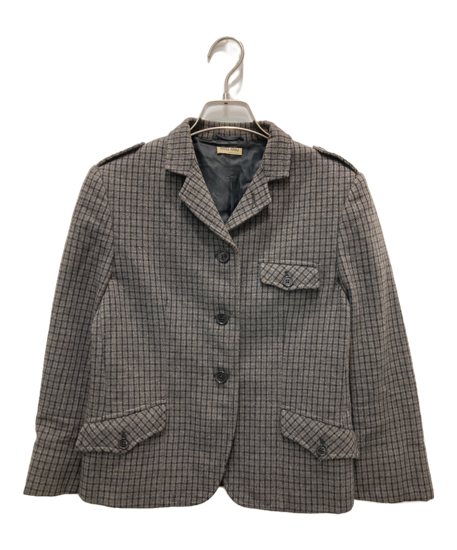 21AW miu miu ミュウミュウ ツイード ニット ジャケット 楽天市場】MIUMIU ミュウミュウ 美品 国内正規 22年 ツイード ショート