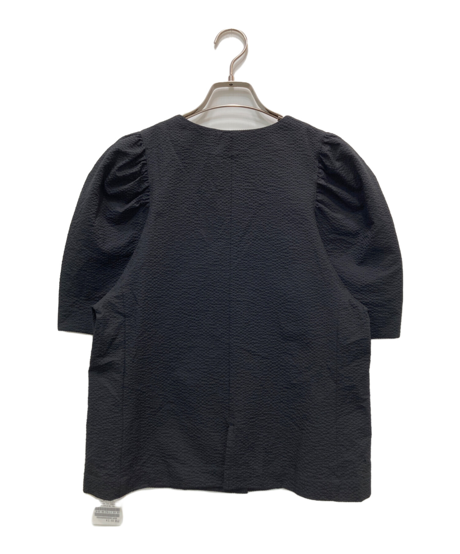 中古・古着通販】IENA (イエナ) Vネックサッカーブラウス ブラック 