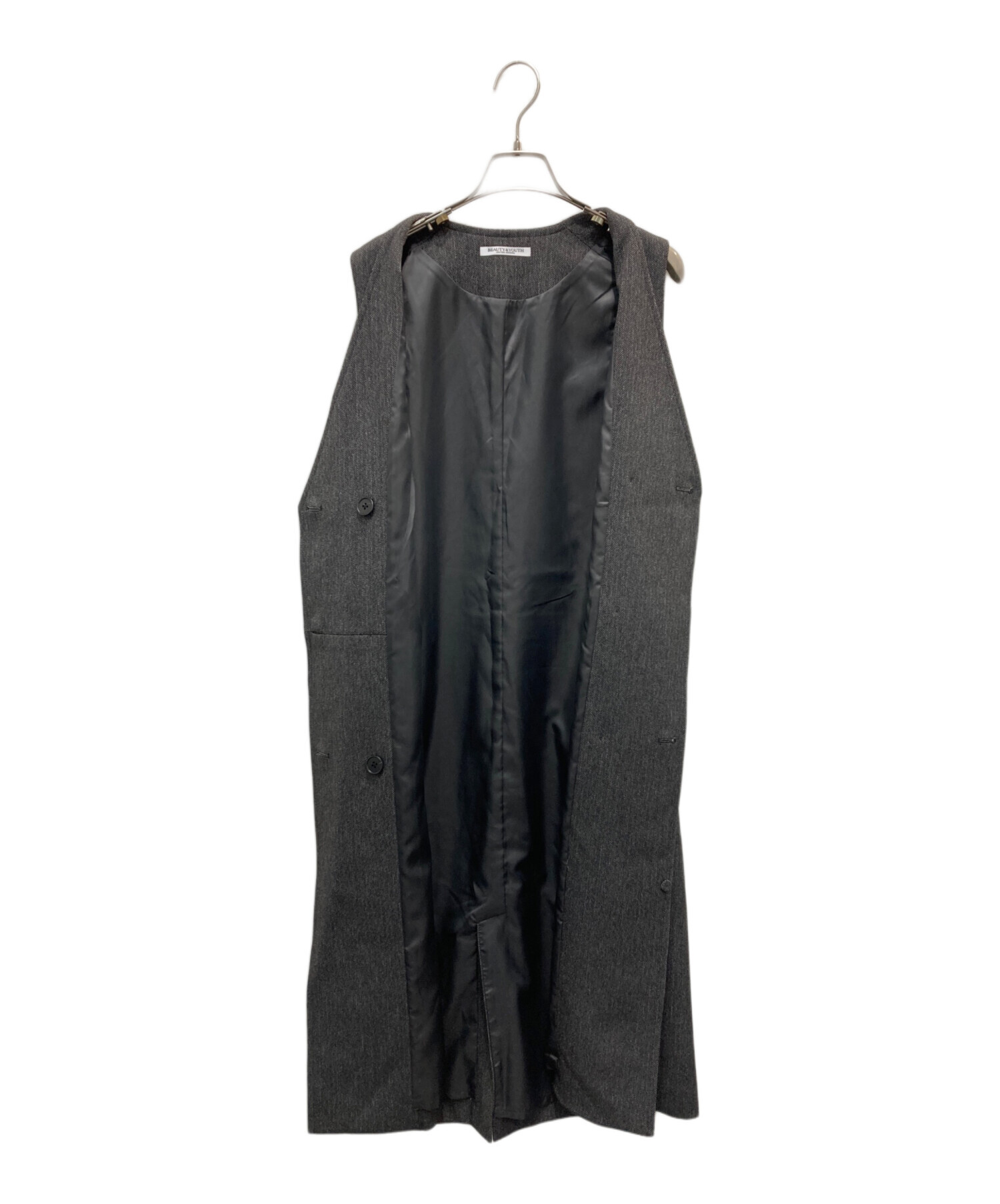 ビューティ＆ユース ヘリンボーン ジャンパースカート＆ジレ ブラック