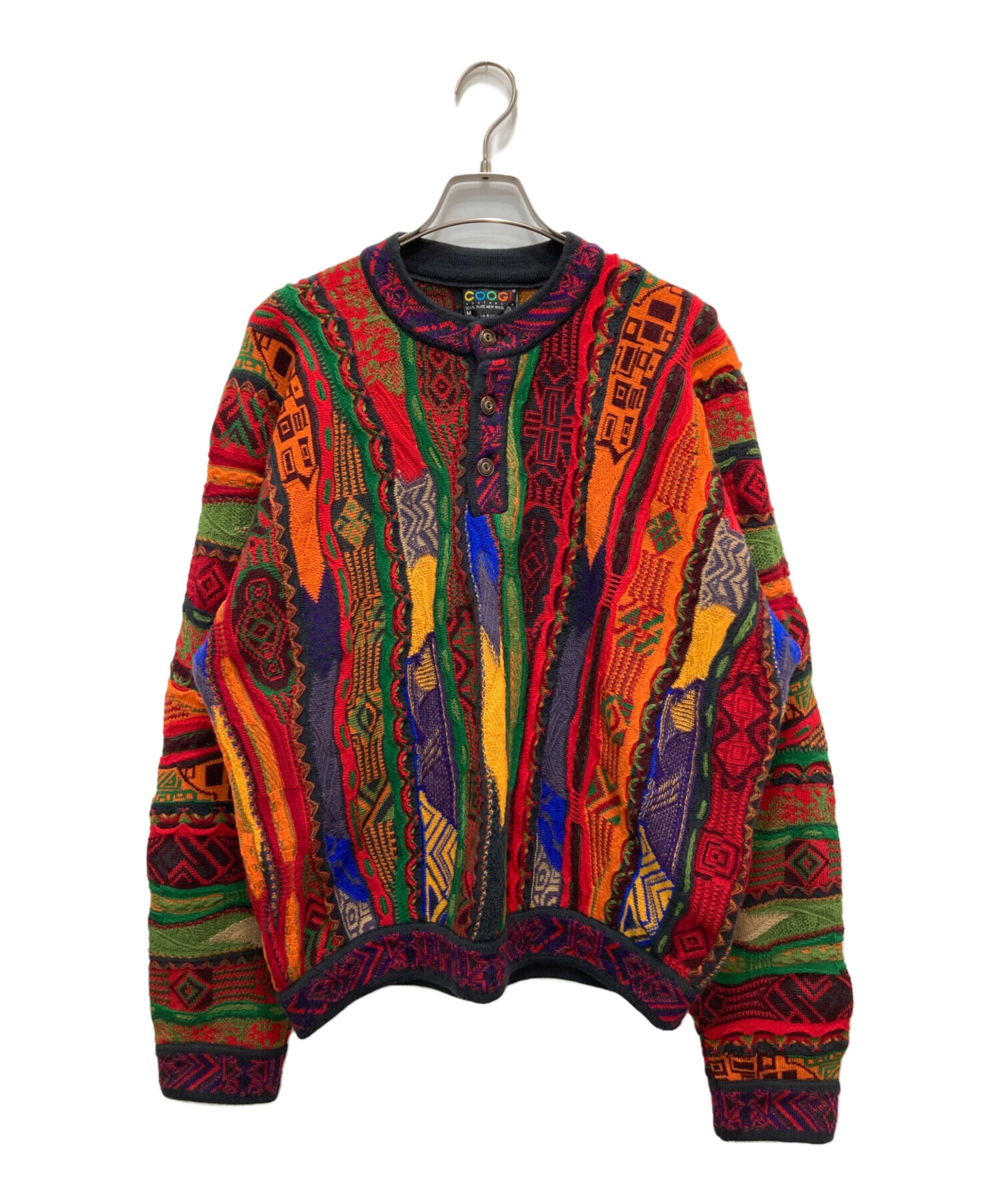 【未使用】Coogi クージー ヘンリーネック ニット マルチカラー サイズM 中古・古着通販】Coogi (クージー) ヘンリーネックニット マルチカラー