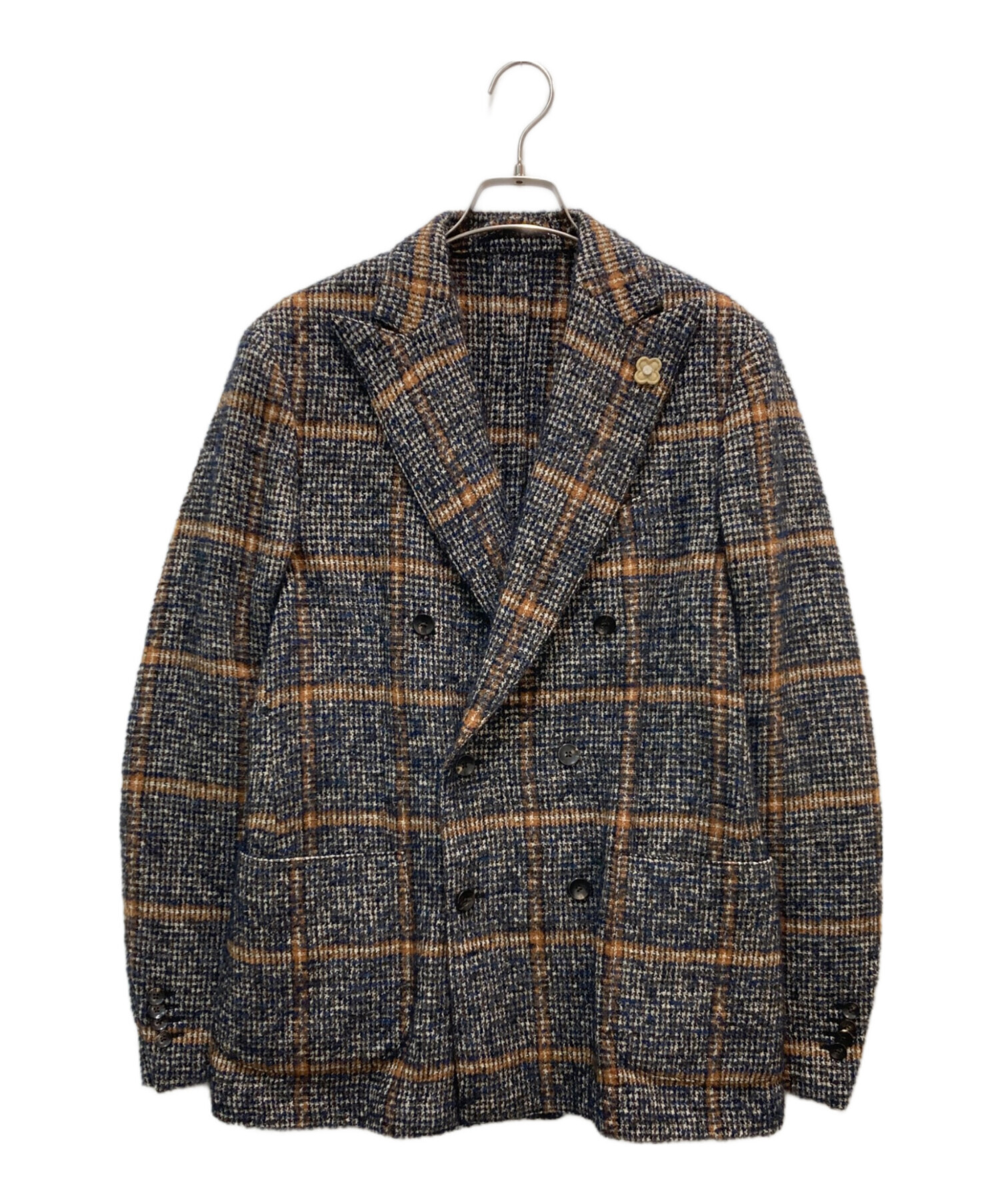 ⁄ LARDINI ラルディーニ ブラウン モヘヤ混ツイードダブルジャケット 