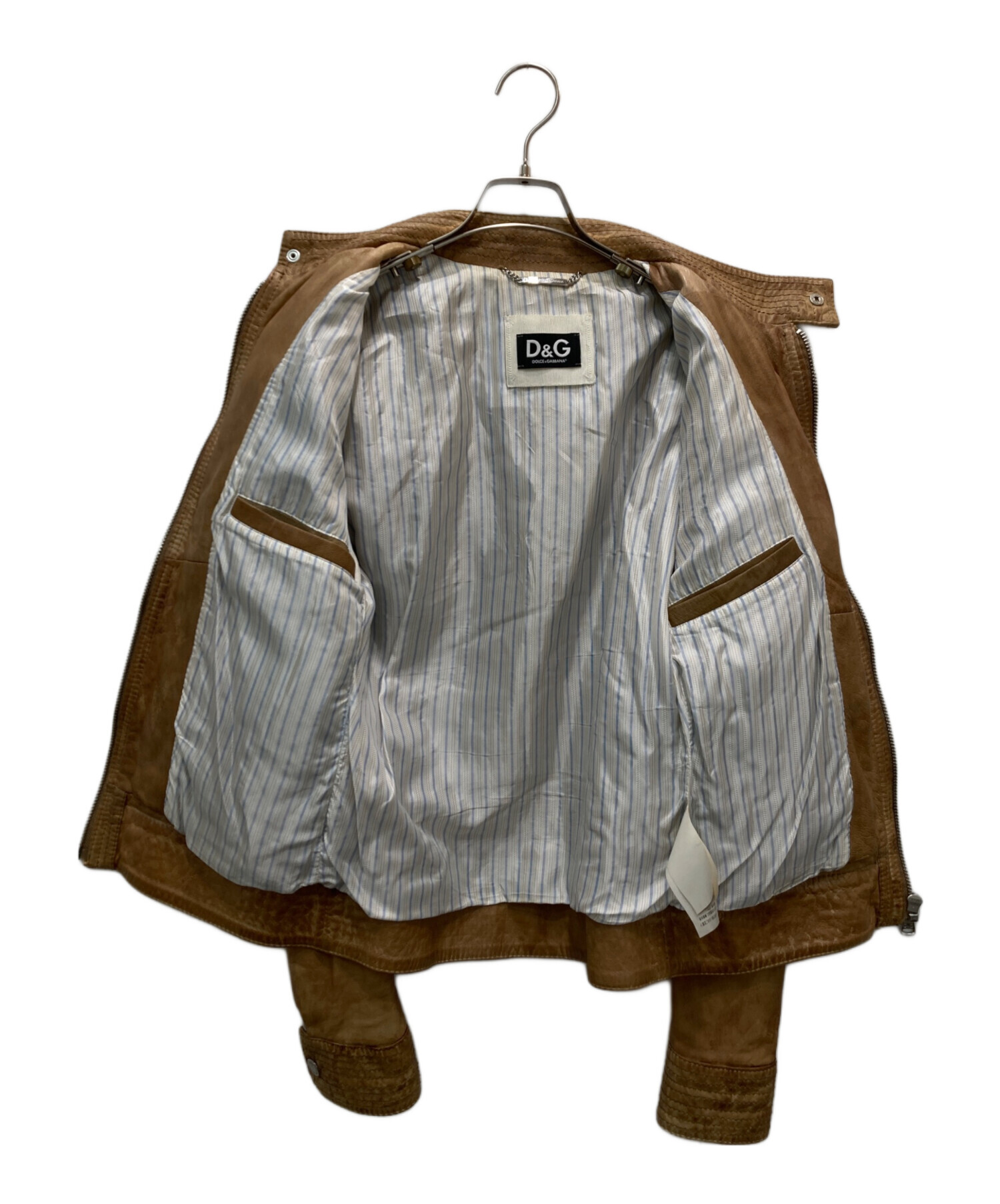 中古・古着通販】D&G (ディーアンドジー) レザージャケット ブラウン 
