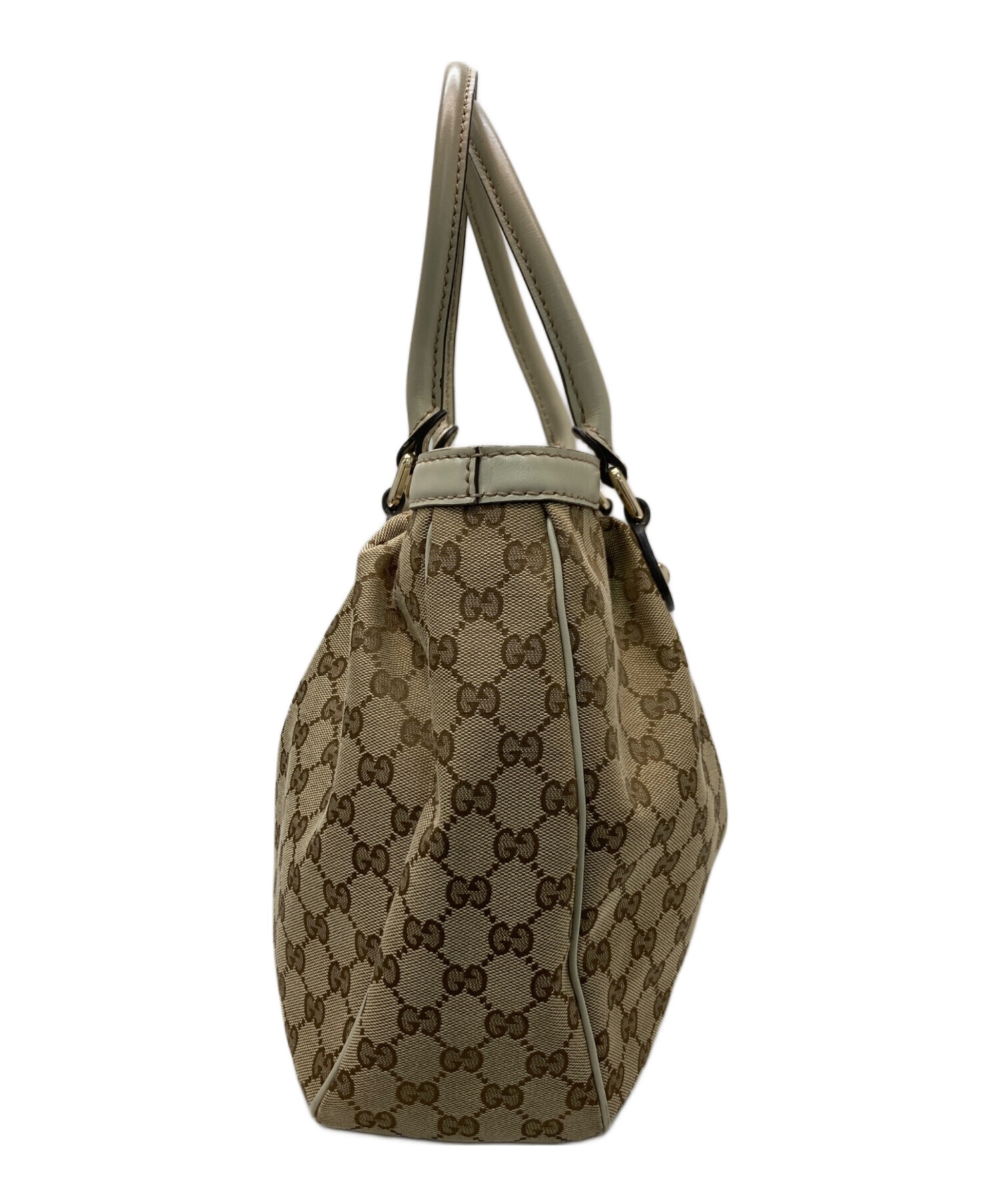 中古・古着通販】GUCCI (グッチ) GGキャンバスハンドバッグ ベージュ 