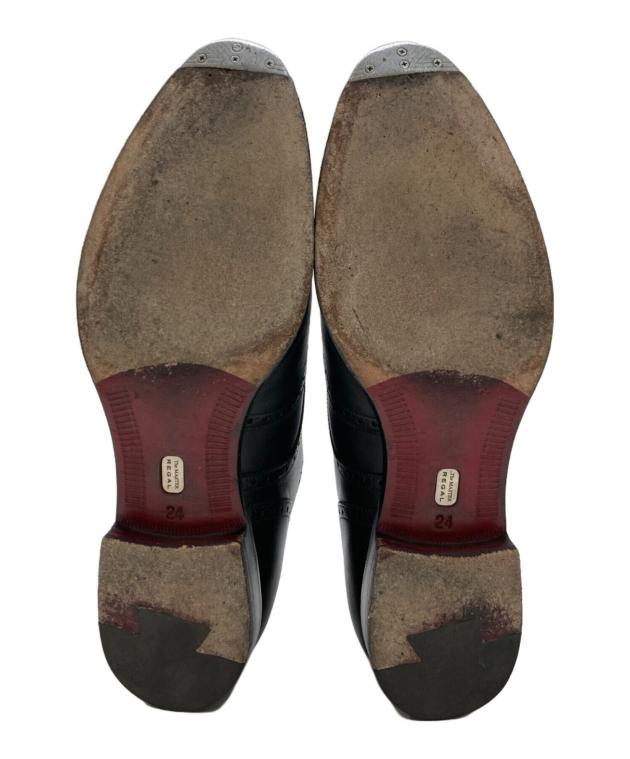 【未使用】REGAL リーガル ウィングチップシューズ24.5ブラックメダリオン REGAL / リーガル メダリオン ウイングチップシューズ 24 1/2(24.5cm