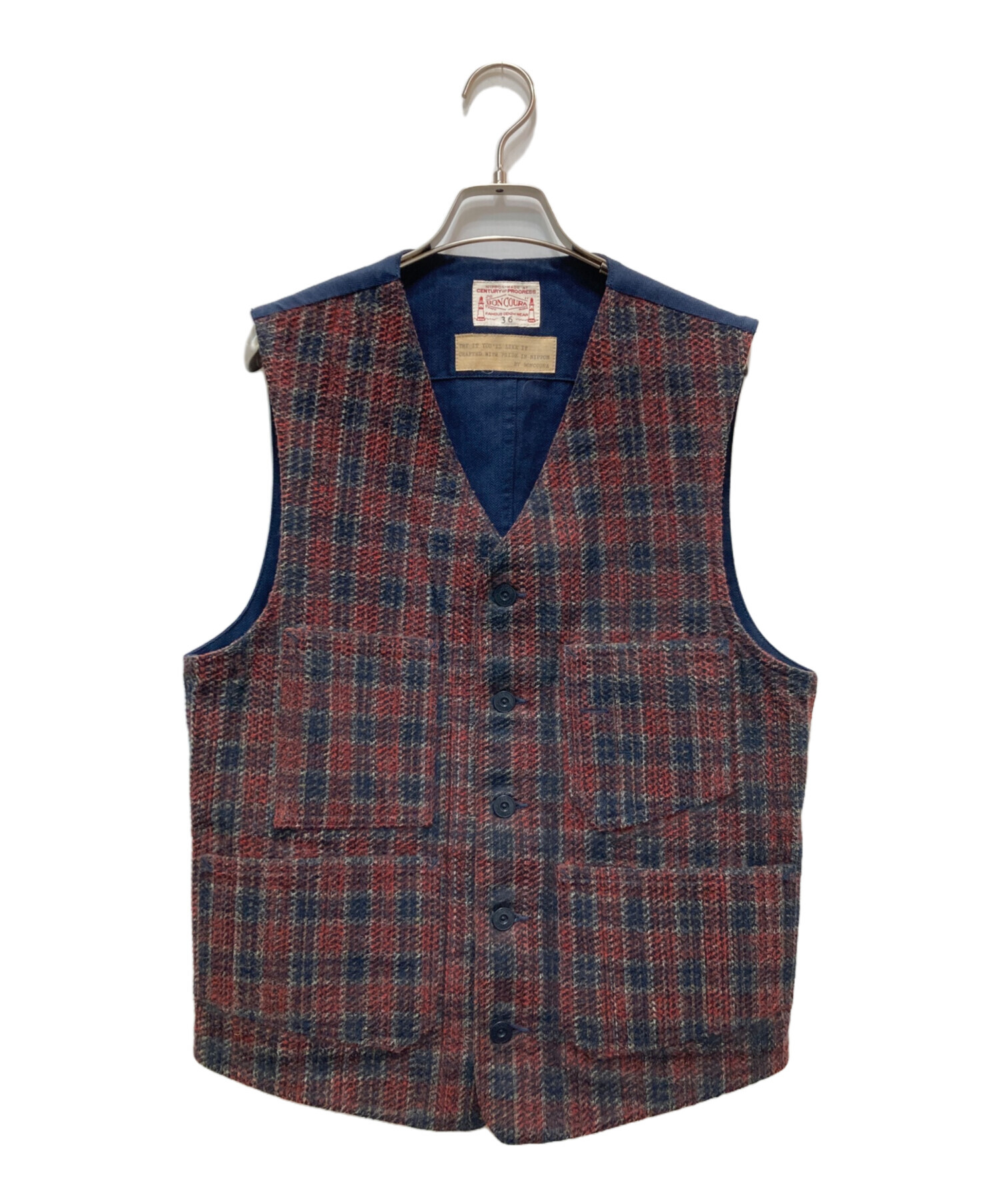 中古・古着通販】BONCOURA (ボンクラ) デニムワークベスト レッド 