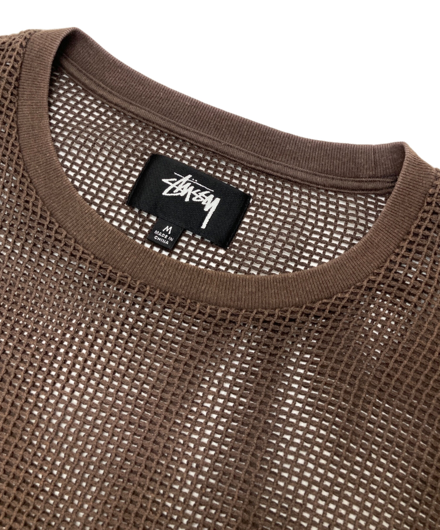 中古・古着通販】stussy (ステューシー) COTTON MESH LS CREW ブラウン 