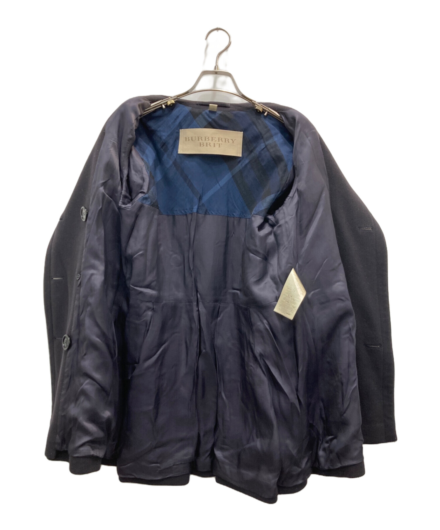 極美品✨️BURBERRY BRIT チェック ウール レザー ピーコート L 極美品✨️BURBERRY BRIT チェック ウール レザー ピーコート L 美品