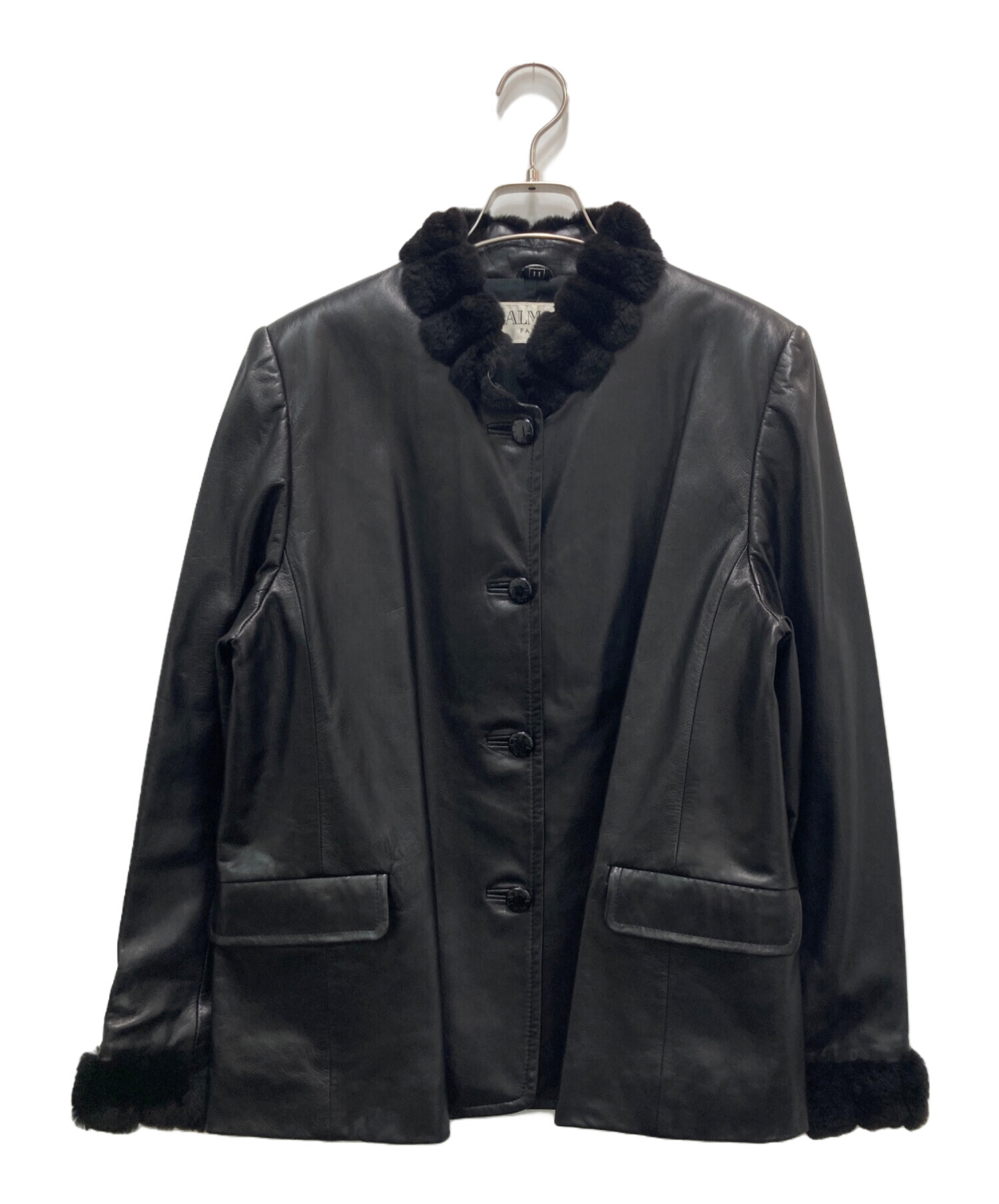 中古・古着通販】BALMAIN (バルマン) レザージャケット ブラック 