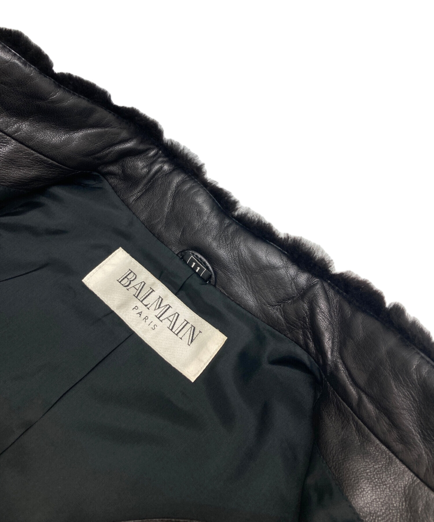 Balmain レザーコート ブラック Size11 未使用級】バルマン 羊革