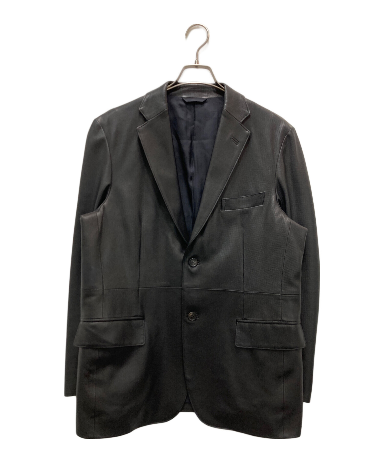 バーバリーロンドン ラムレザー テーラードジャケット 茶系 裏地ノバ