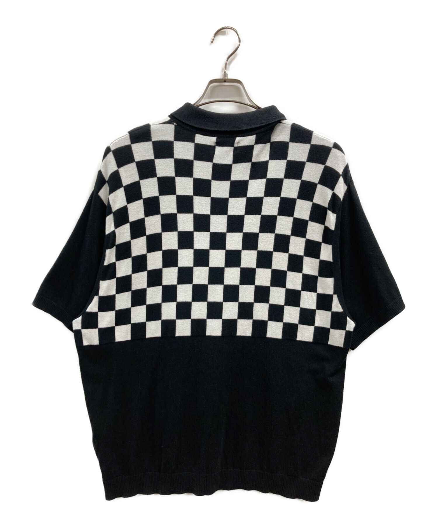 正規品，得価 Supreme Checkerboard Zip Polo ブラック／ホワイト size:M